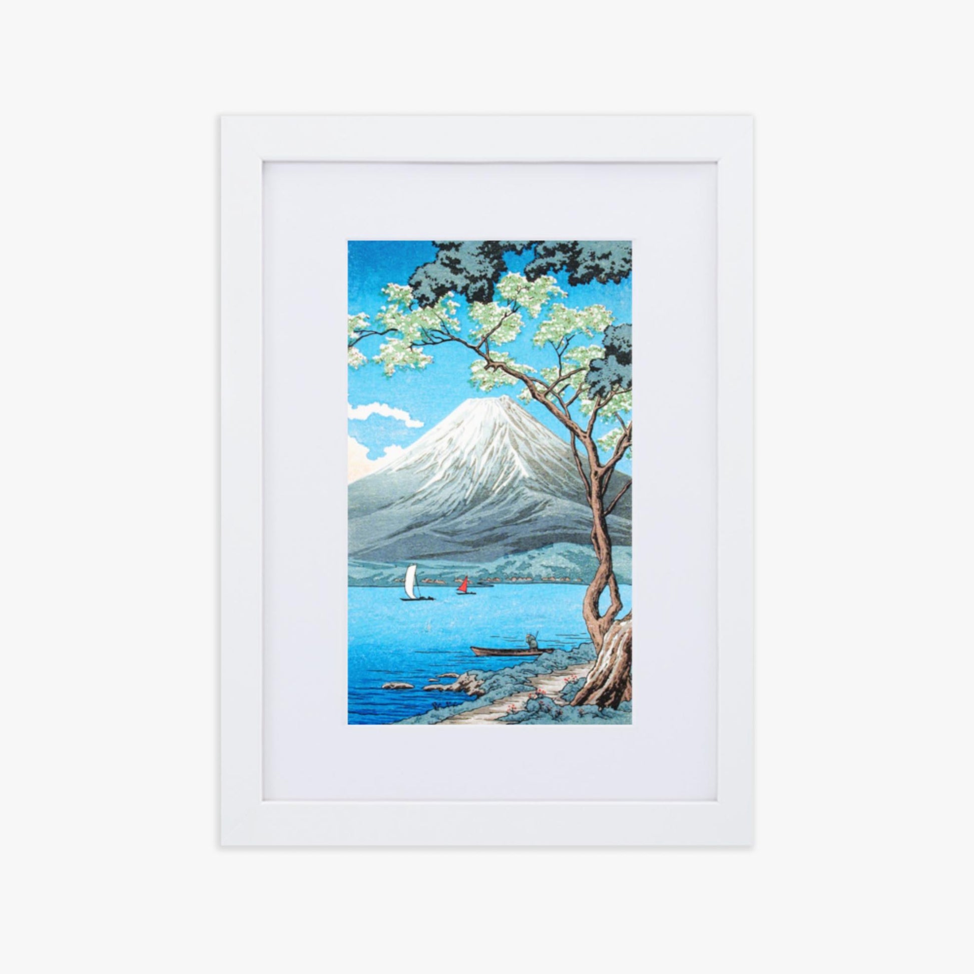 Takahashi Hiroaki (Shōtei) - Mount Fuji from Lake Yamanaka 21x30 cm Poster With White Frame