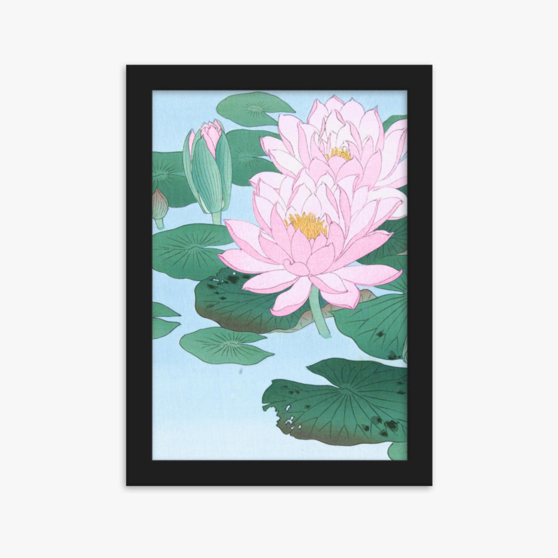 Ohara Koson - Water Lily 21x30 cm Poster With Black Frame