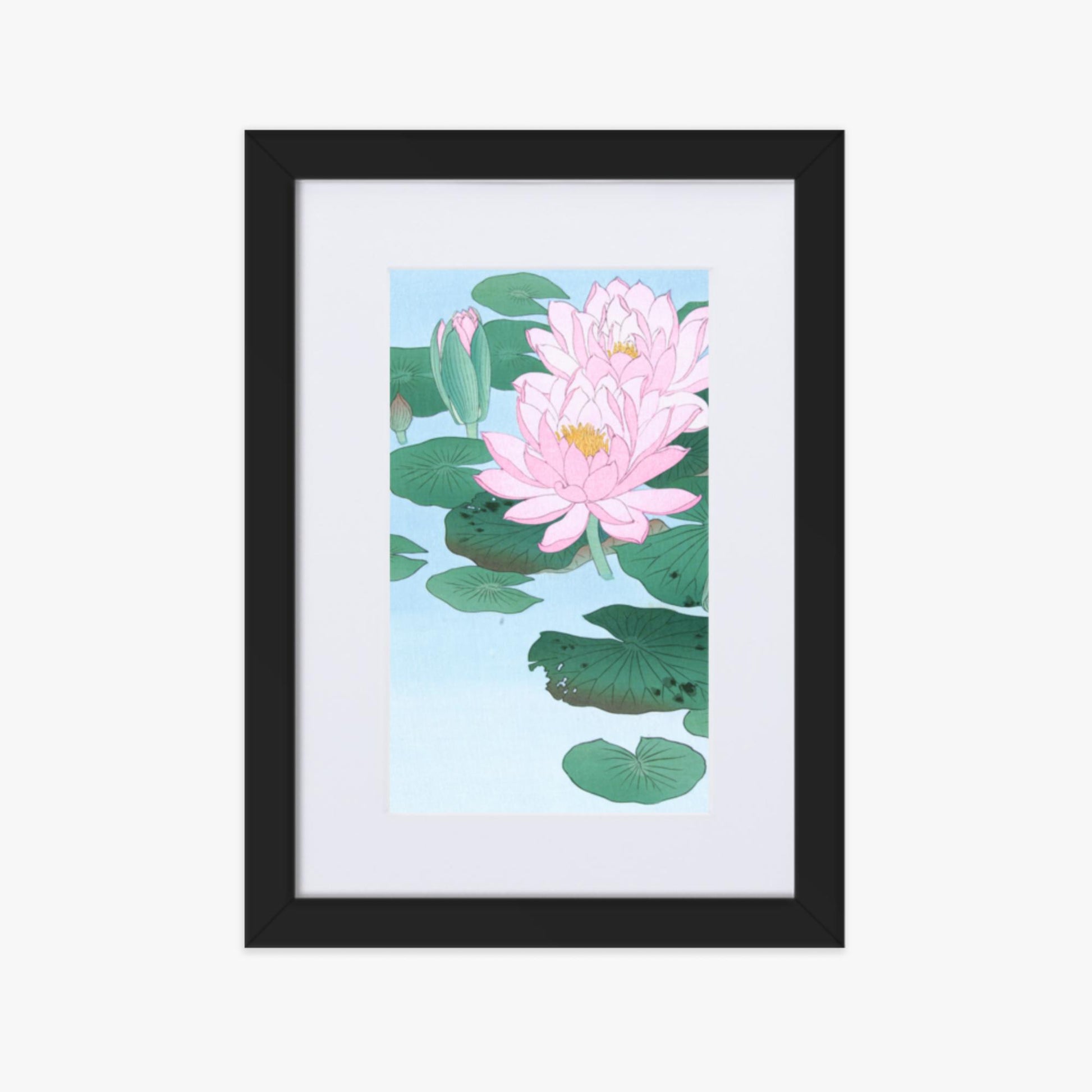 Ohara Koson - Water Lily 21x30 cm Poster With Black Frame