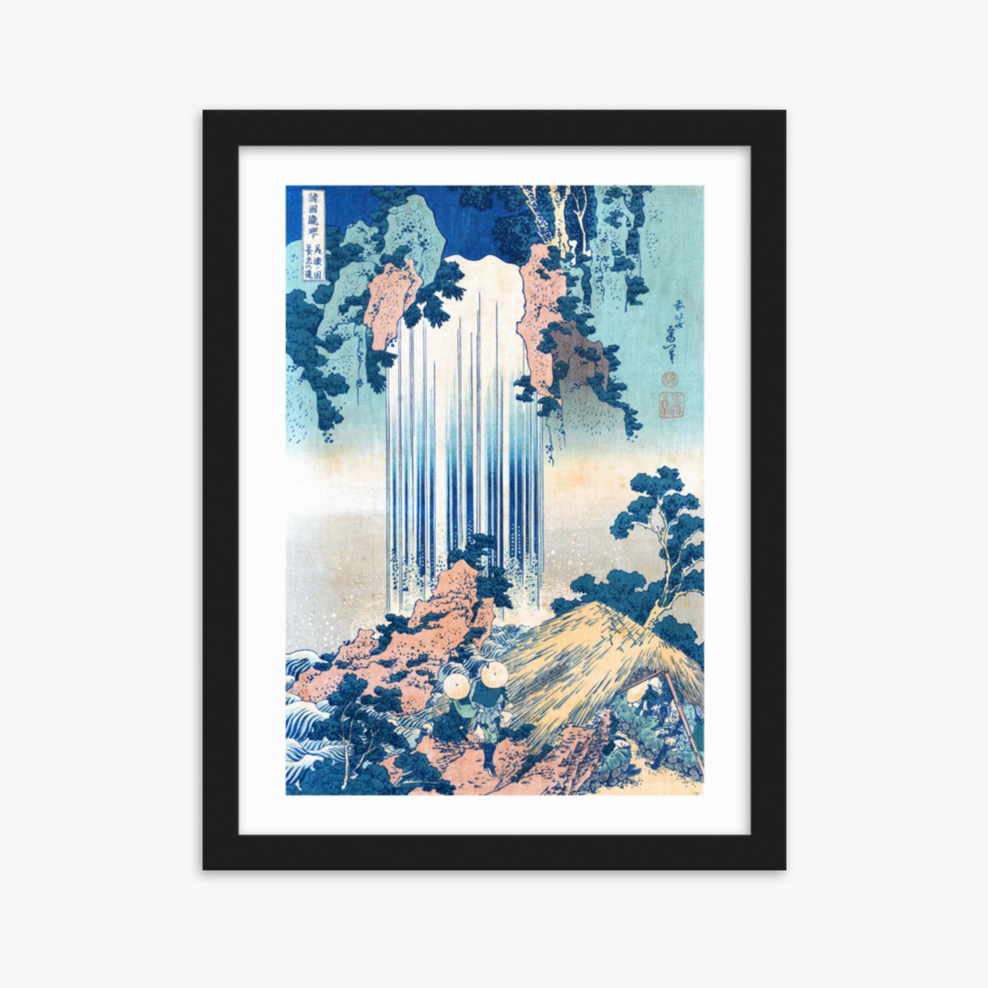 Katsushika Hokusai: Yoro Waterfall in Mino Province - 30x40 cm Poster With Black Frame