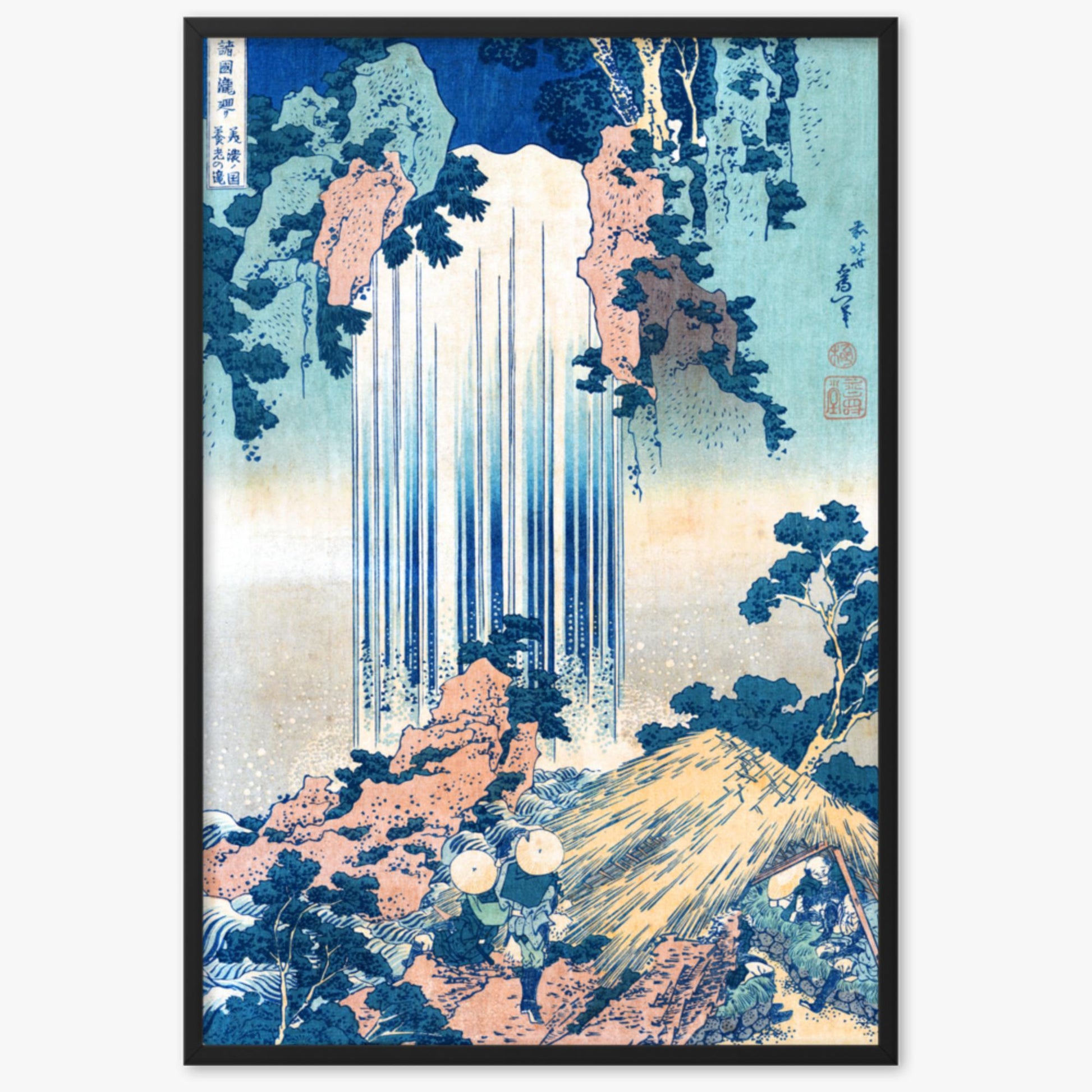 Katsushika Hokusai: Yoro Waterfall in Mino Province - 61x91 cm Poster With Black Frame