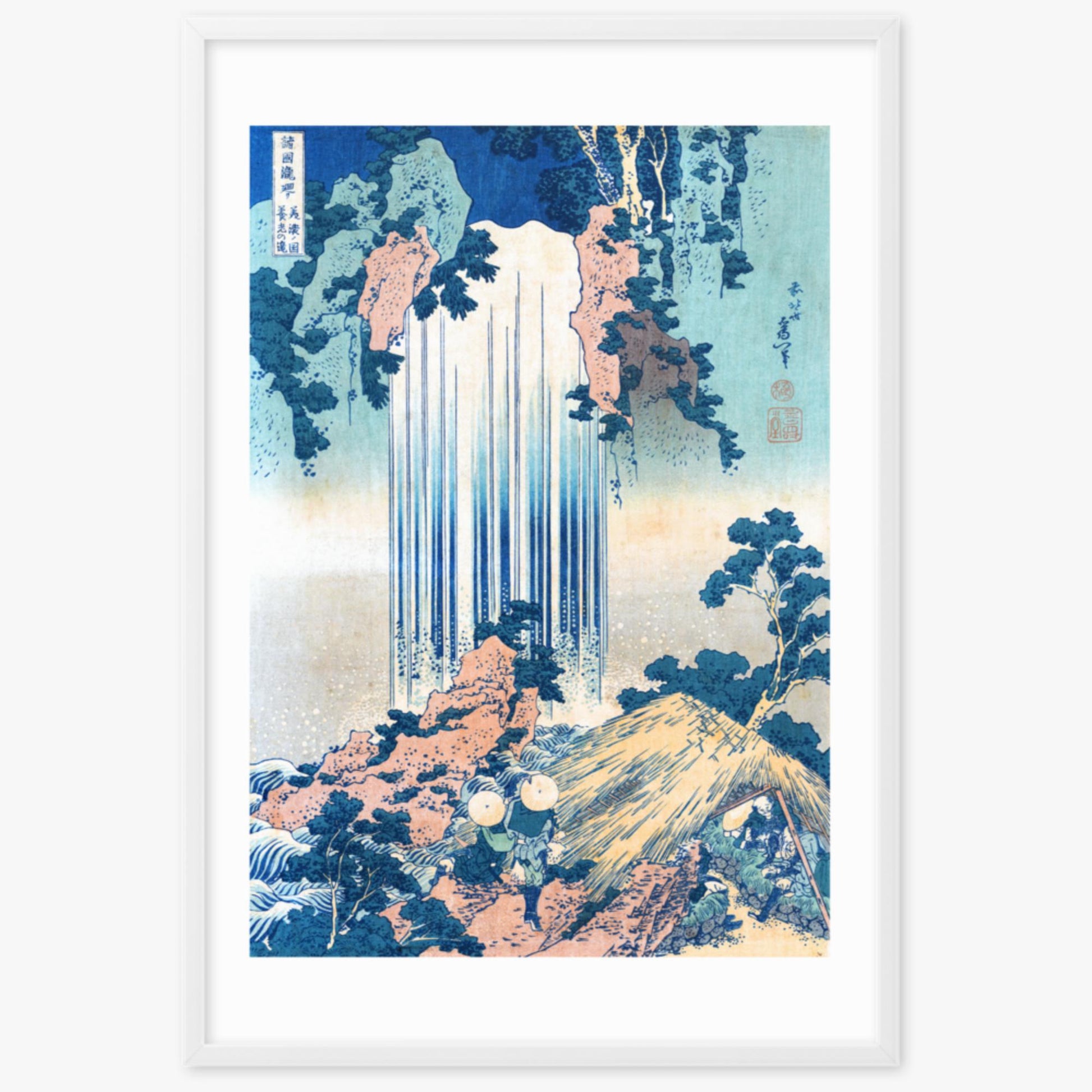 Katsushika Hokusai: Yoro Waterfall in Mino Province - 61x91 cm Poster With White Frame