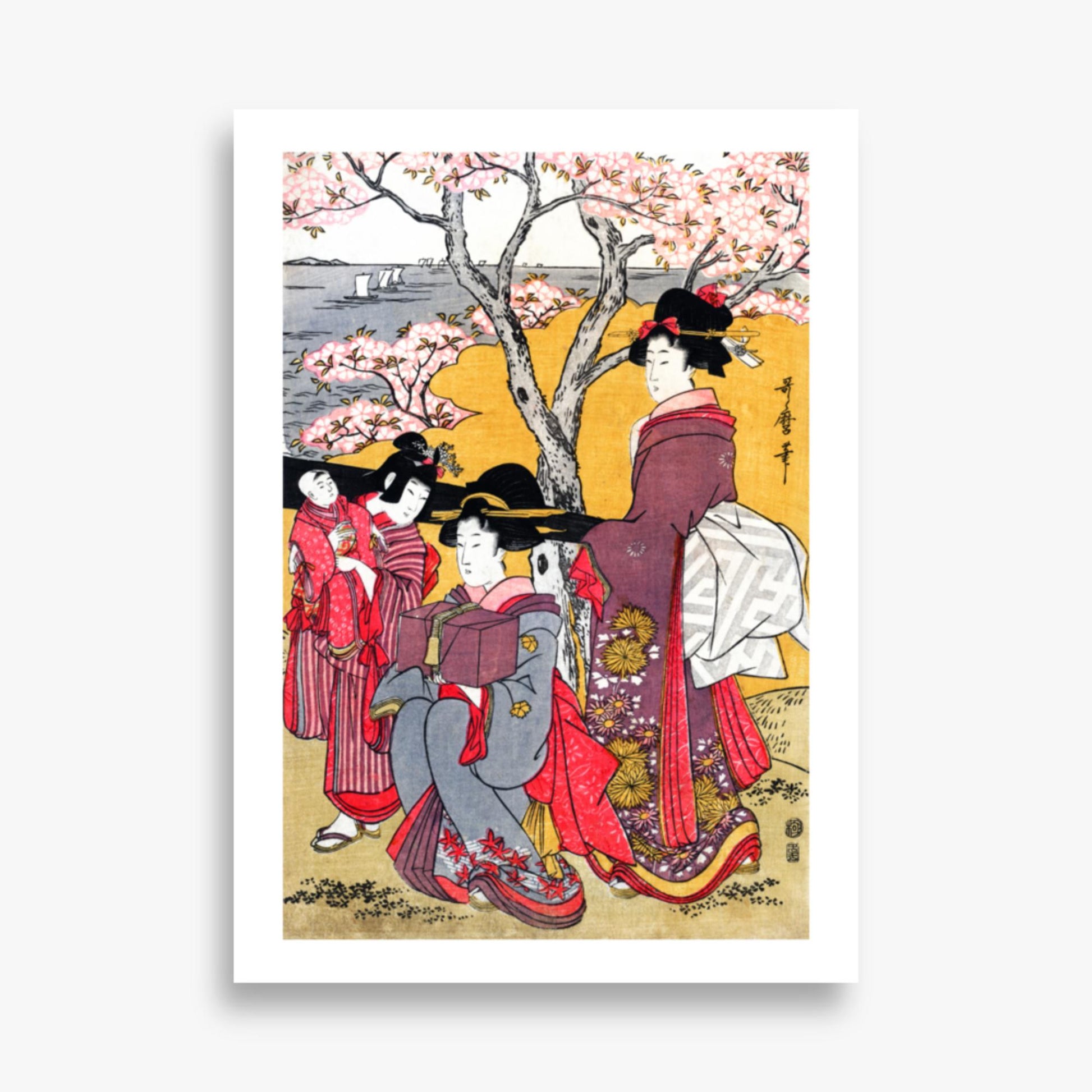 Kitagawa Utamaro - Cherry-viewing at Gotenyama 50x70 cm Poster