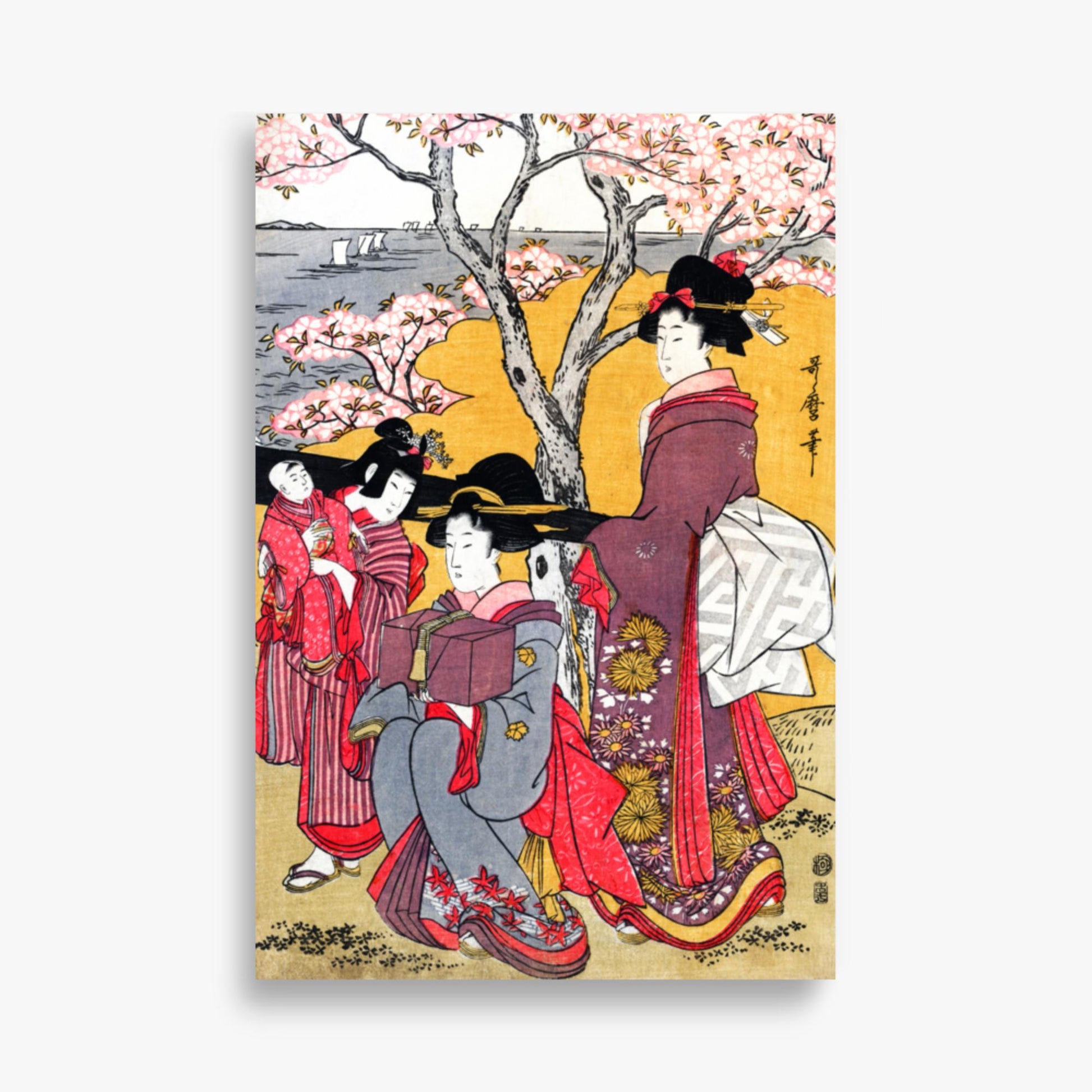 Kitagawa Utamaro - Cherry-viewing at Gotenyama 61x91 cm Poster