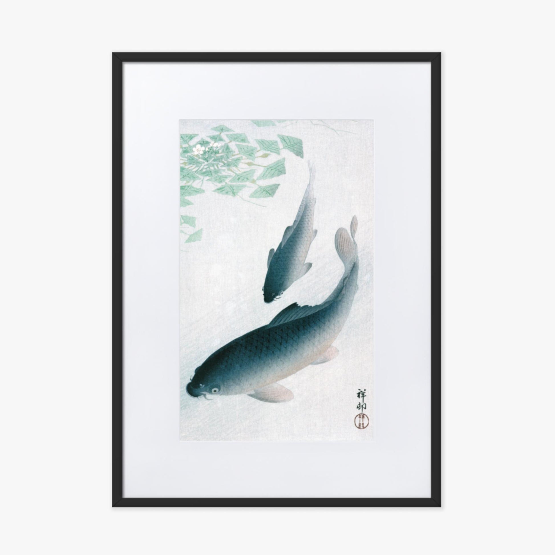 Ohara Koson - Carp or Koi 50x70 cm Poster With Black Frame