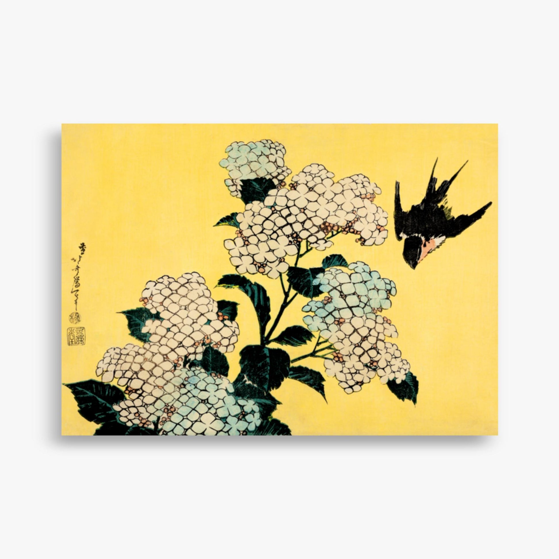 Katsushika Hokusai - Hydrangea and Swallow 50x70 cm Poster