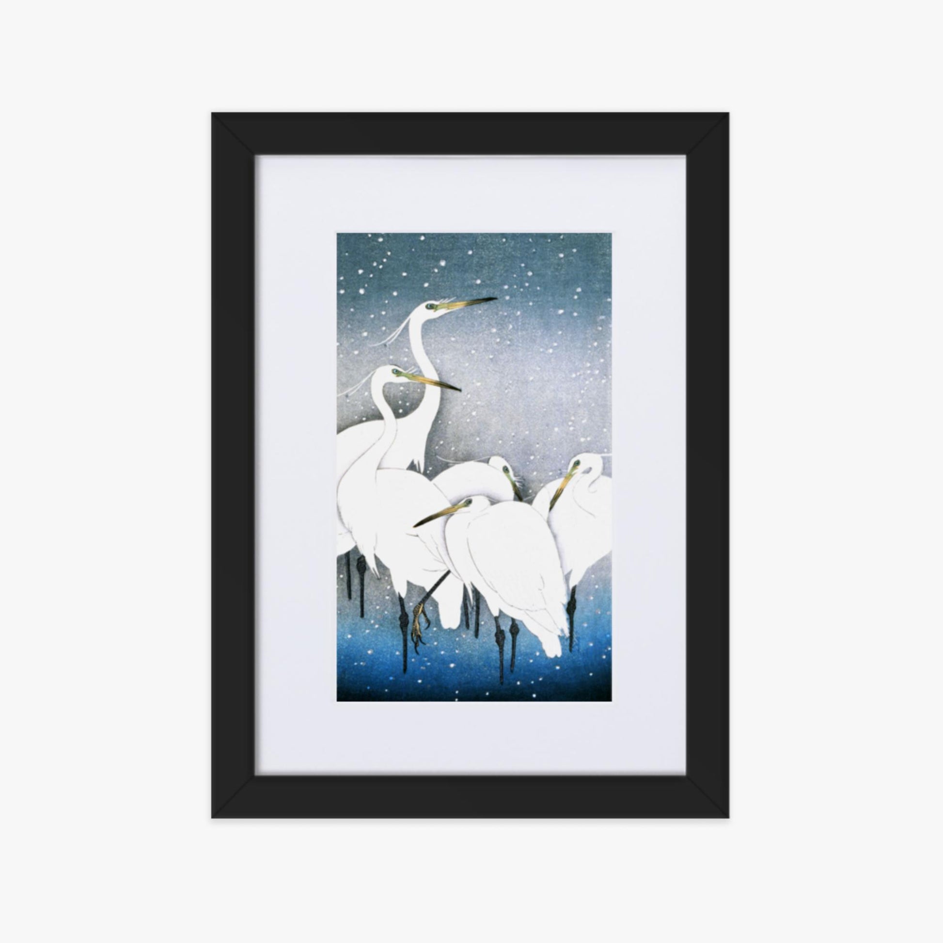 Ohara Koson - Egrets in the Snow 21x30 cm Poster With Black Frame