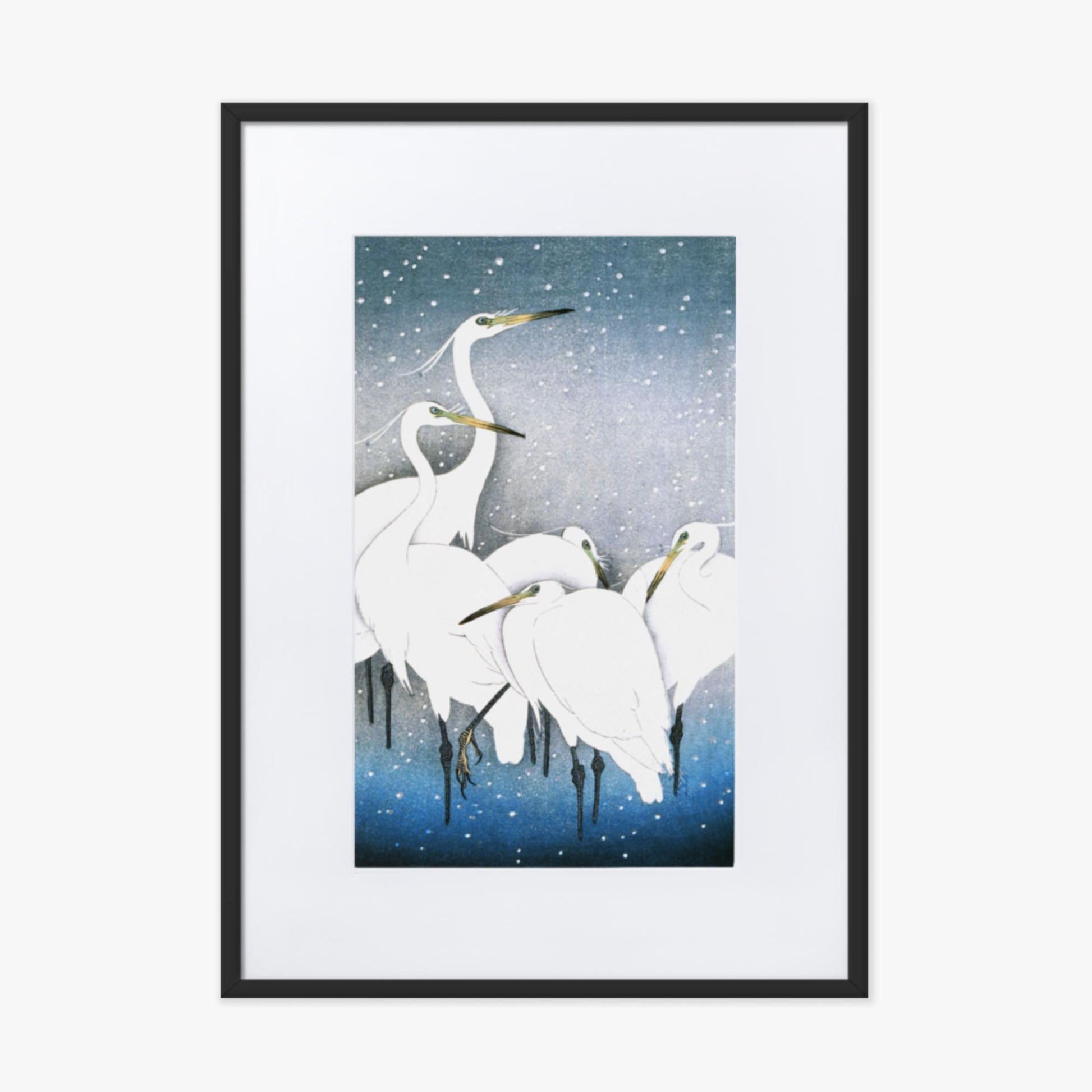 Ohara Koson - Egrets in the Snow 50x70 cm Poster With Black Frame