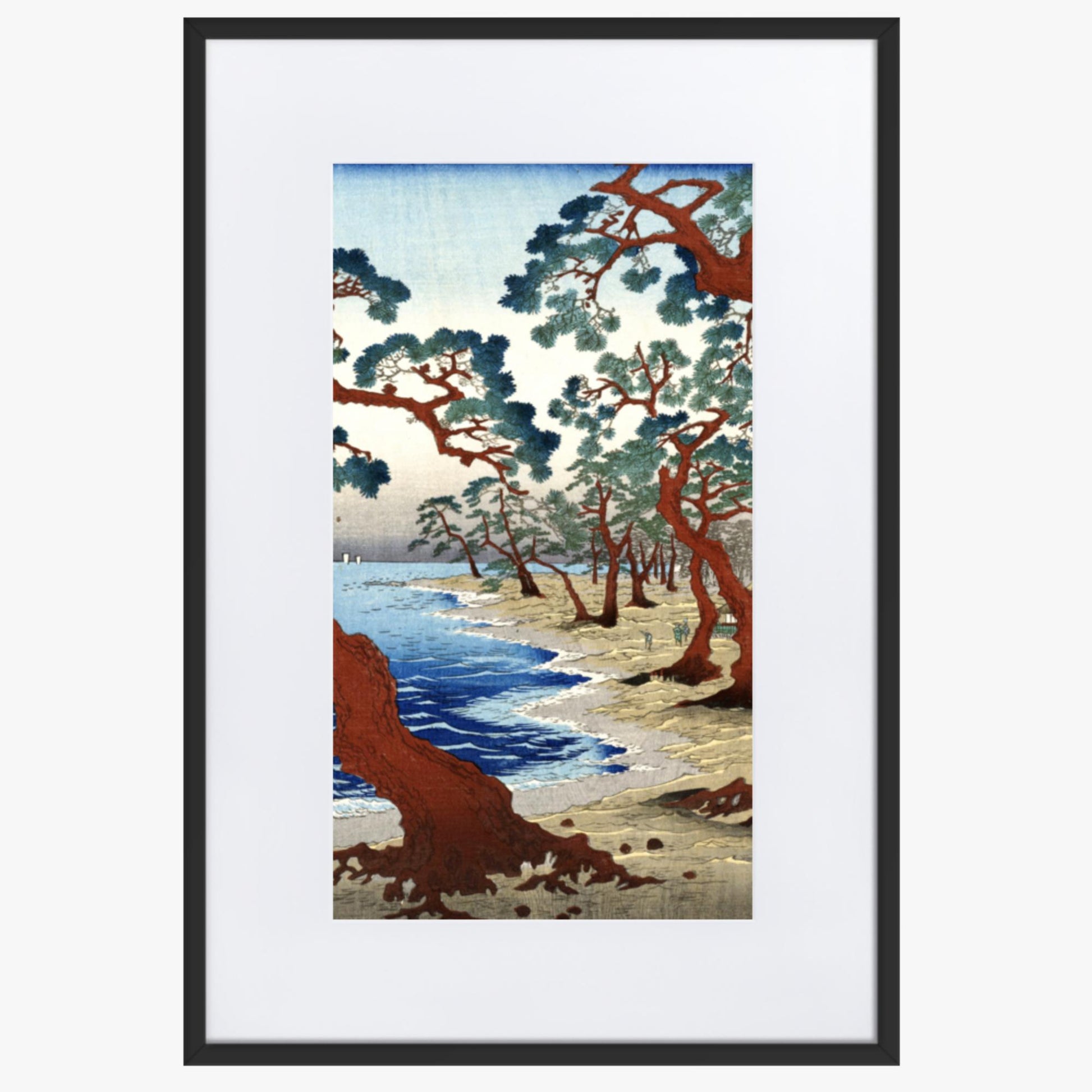 Utagawa Hiroshige - Maiko Beach in Harima Province 61x91 cm Poster With Black Frame