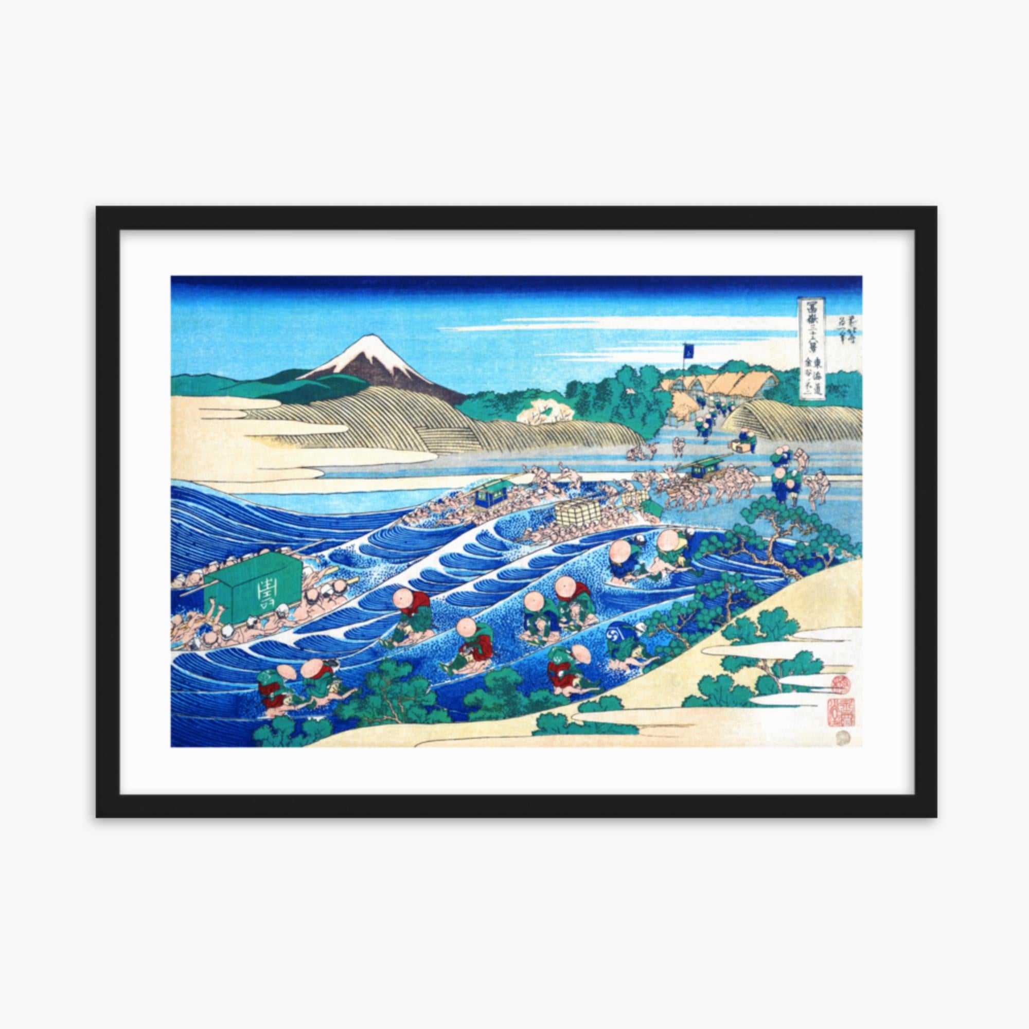 Katsushika Hokusai - Fuji Seen from Kanaya on the Tōkaidō 50x70 cm Poster With Black Frame