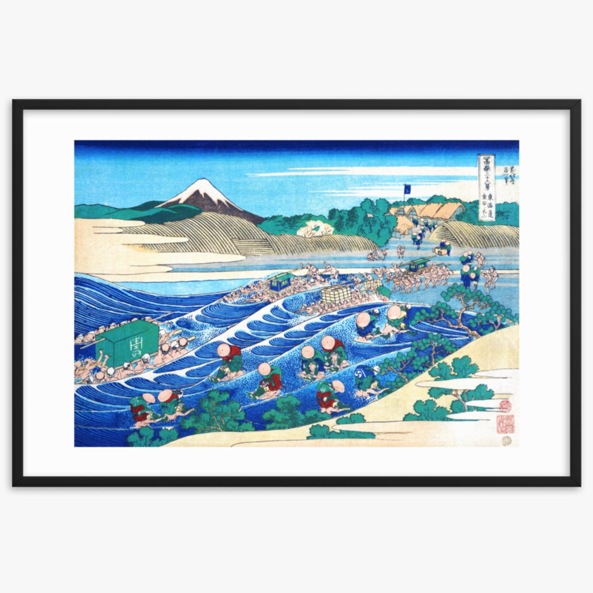 Katsushika Hokusai - Fuji Seen from Kanaya on the Tōkaidō 61x91 cm Poster With Black Frame