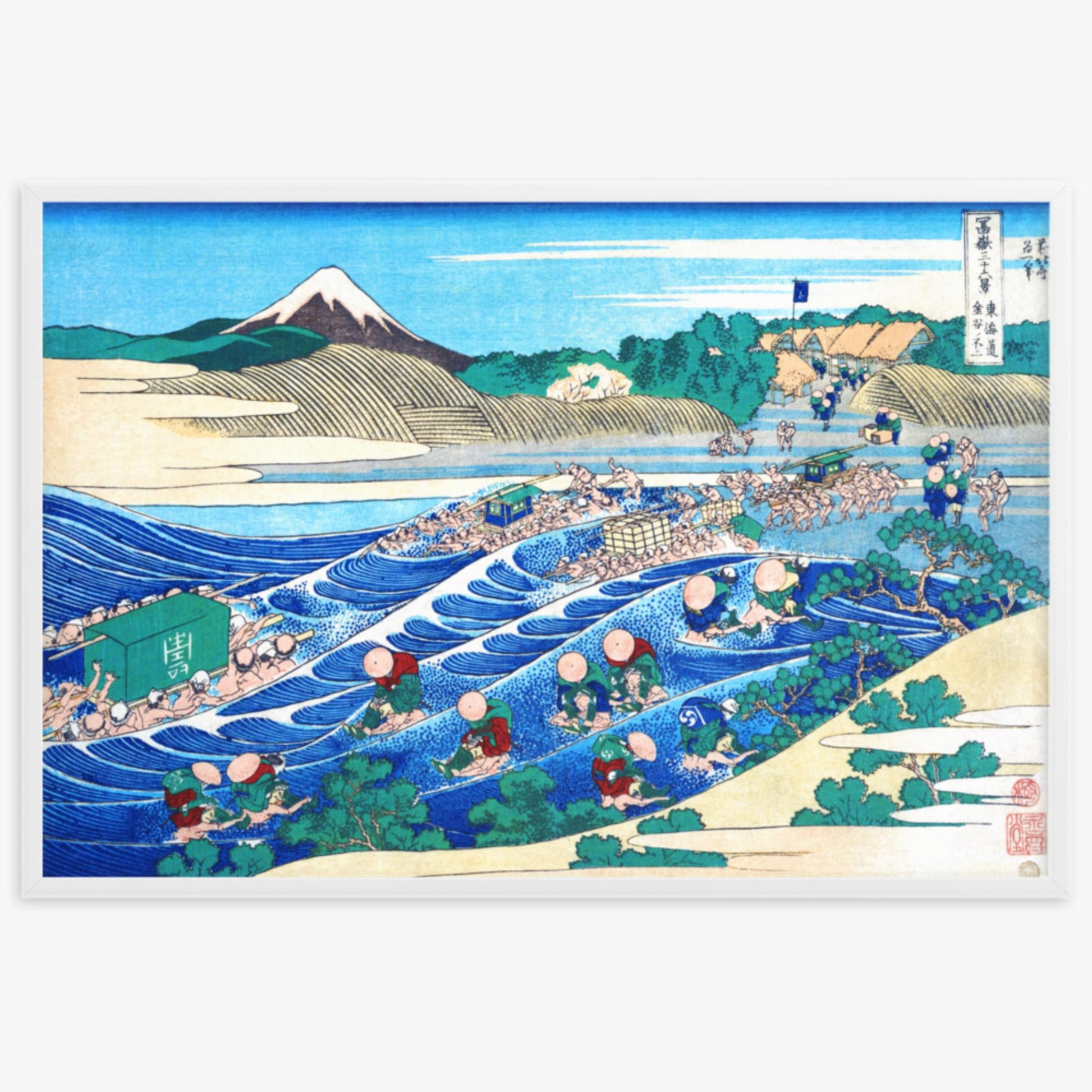 Katsushika Hokusai - Fuji Seen from Kanaya on the Tōkaidō 61x91 cm Poster With White Frame