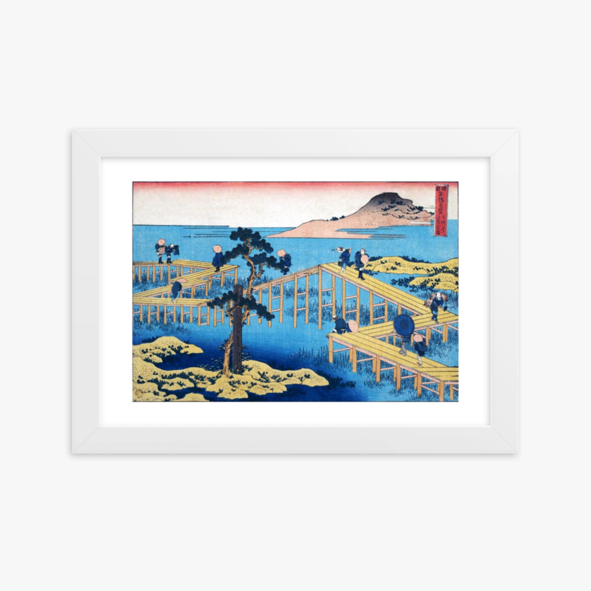 Katsushika Hokusai - Ancient View of Yatsuhashi in Mikawa Province 21x30 cm Poster With White Frame