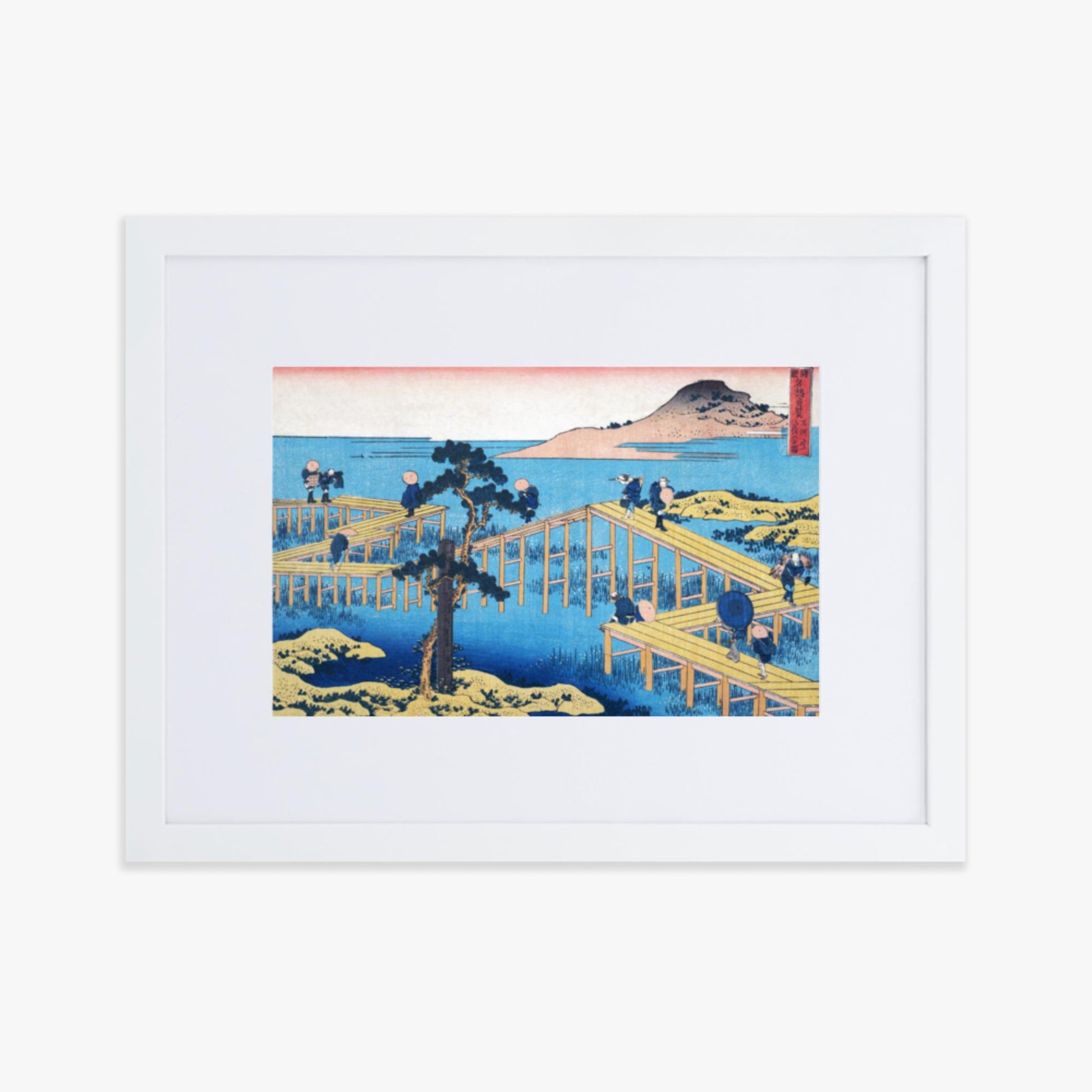 Katsushika Hokusai - Ancient View of Yatsuhashi in Mikawa Province 30x40 cm Poster With White Frame