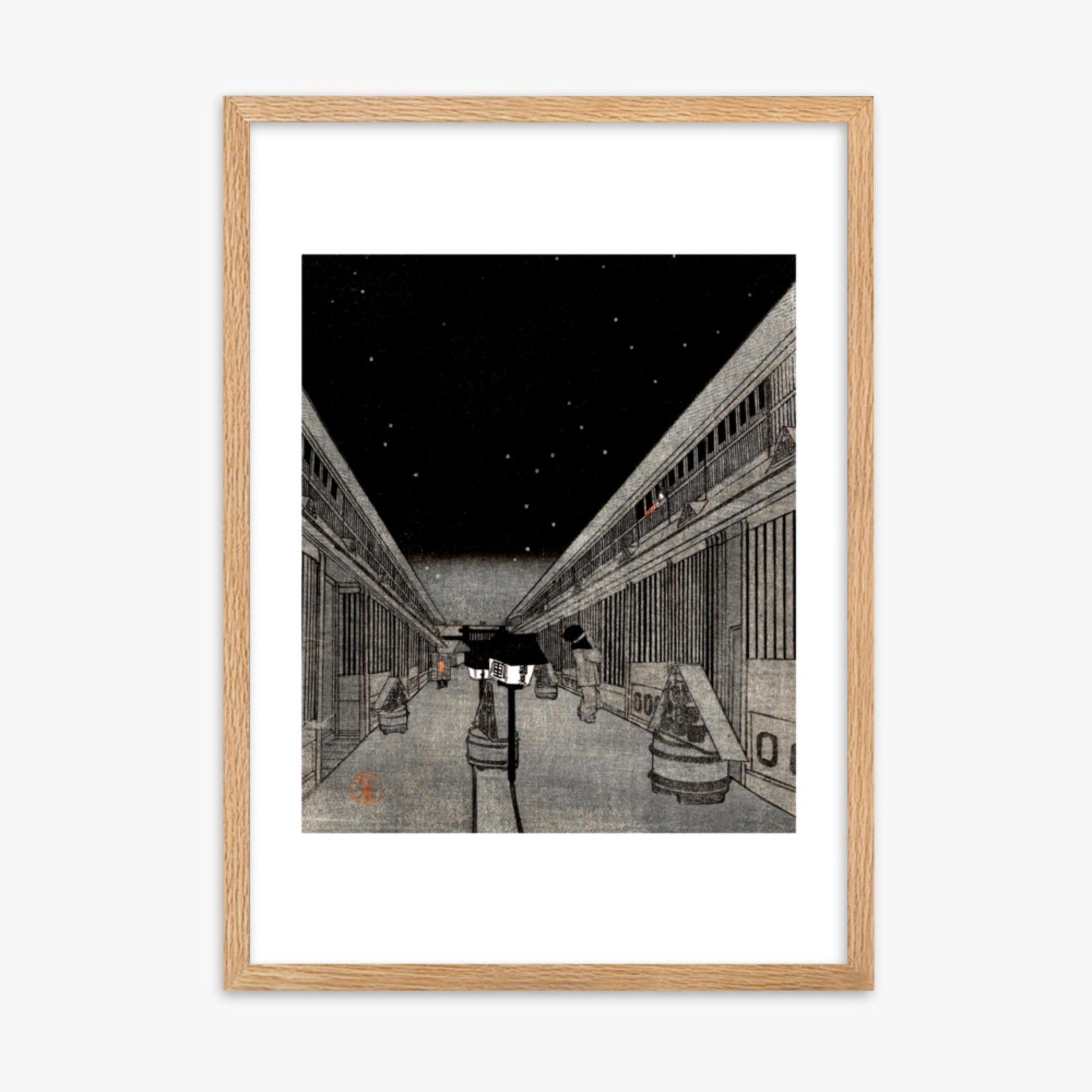 Utagawa Kunisada II - Main Street of the Yoshiwara on a Starlight Night 50x70 cm Poster With Oak Frame