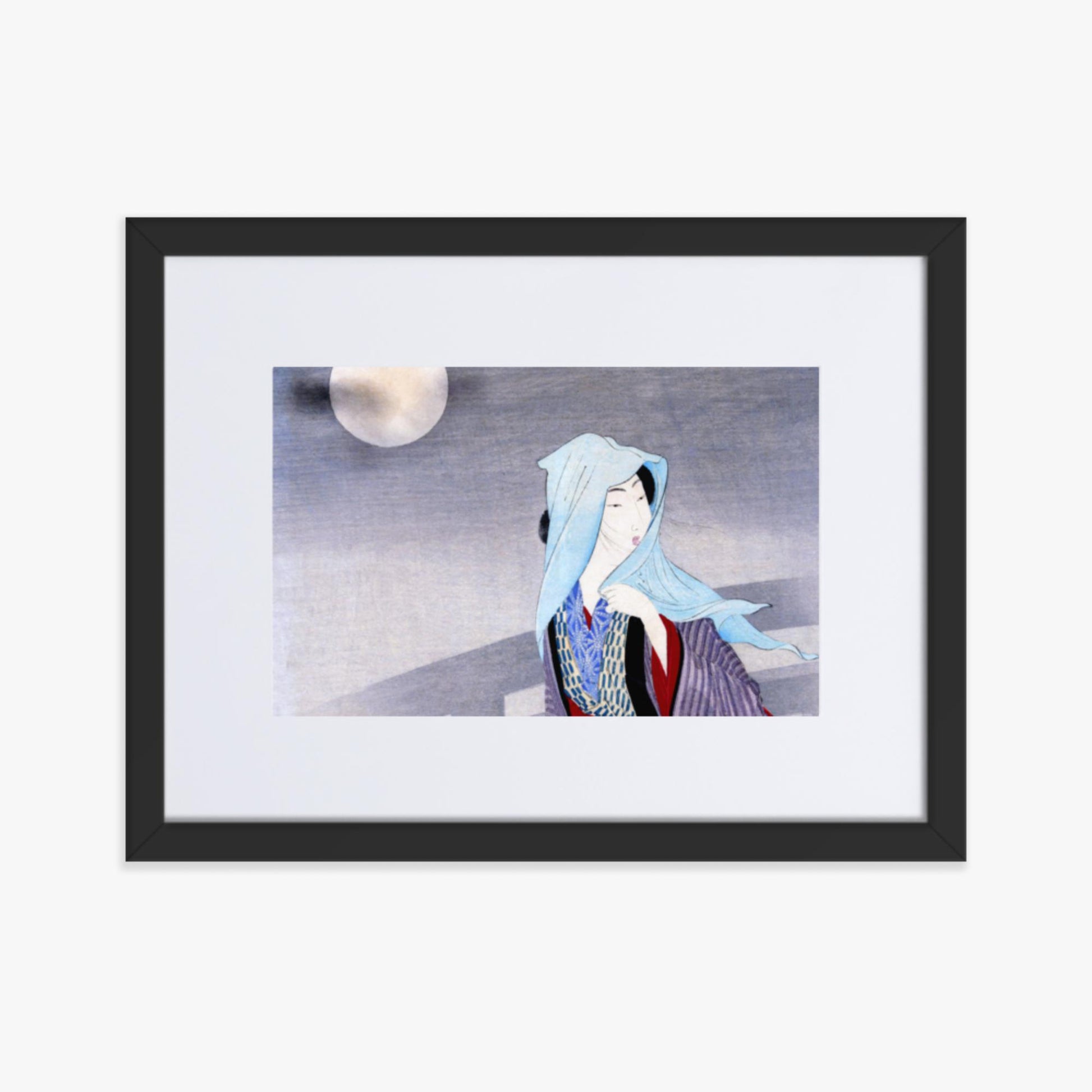 Takeuchi Keishu - Full Moon 30x40 cm Poster With Black Frame