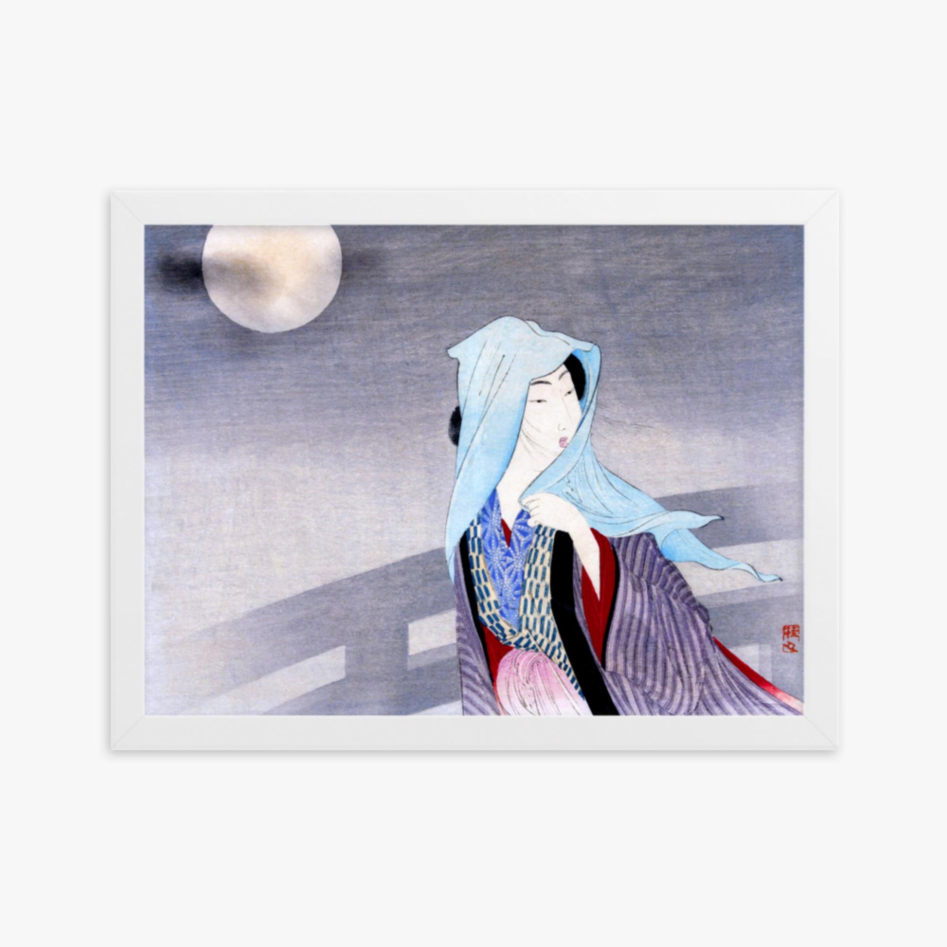 Takeuchi Keishu - Full Moon 30x40 cm Poster With White Frame