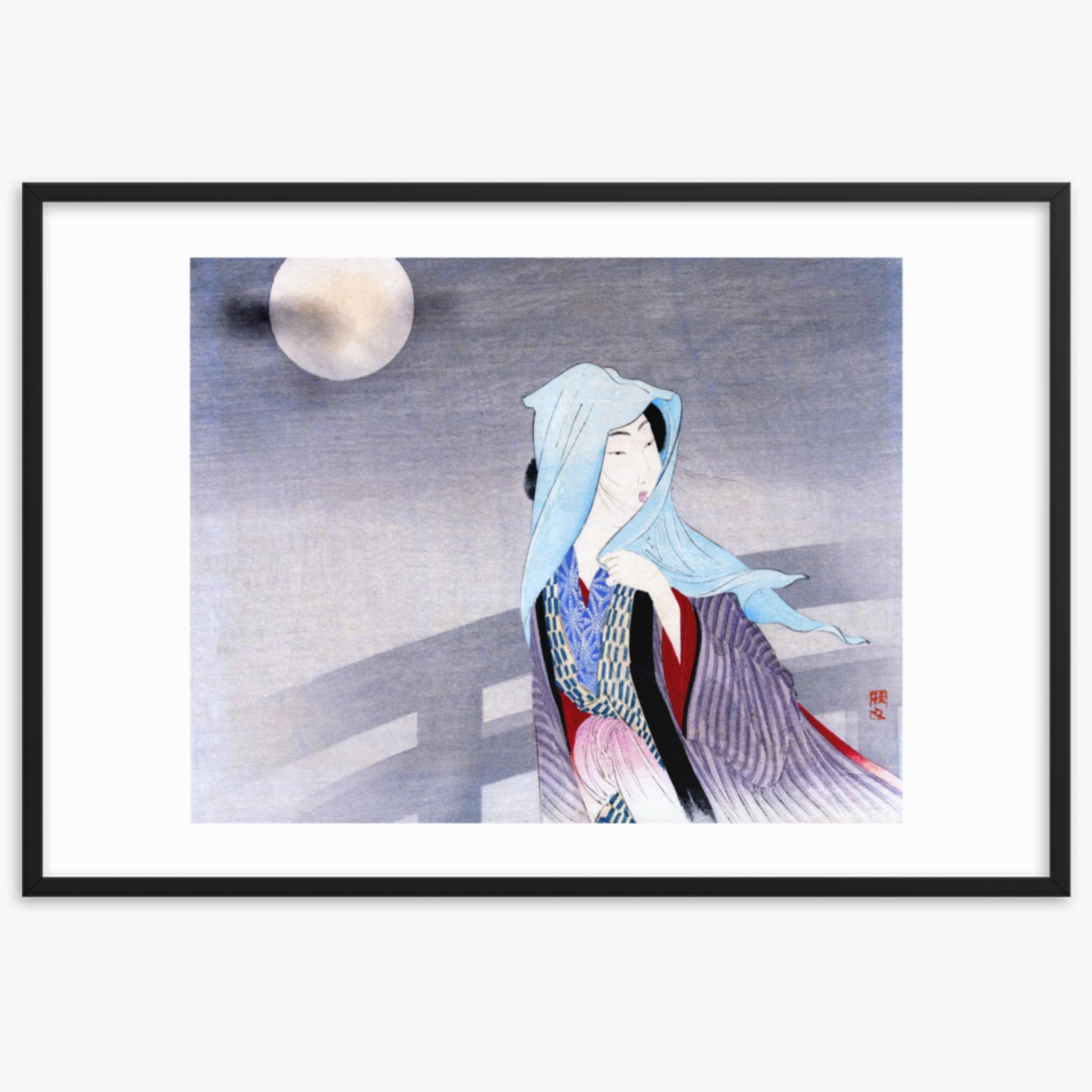 Takeuchi Keishu - Full Moon 61x91 cm Poster With Black Frame