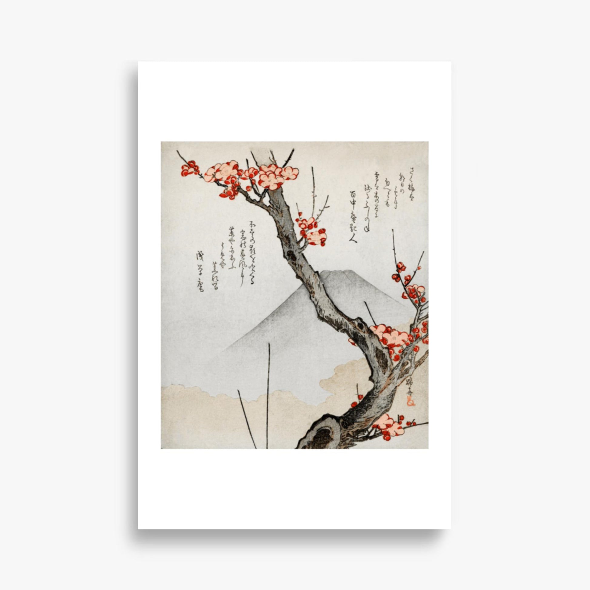 Teisai Hokuba - Mount Fuji and a Flowering Plum 61x91 cm Poster