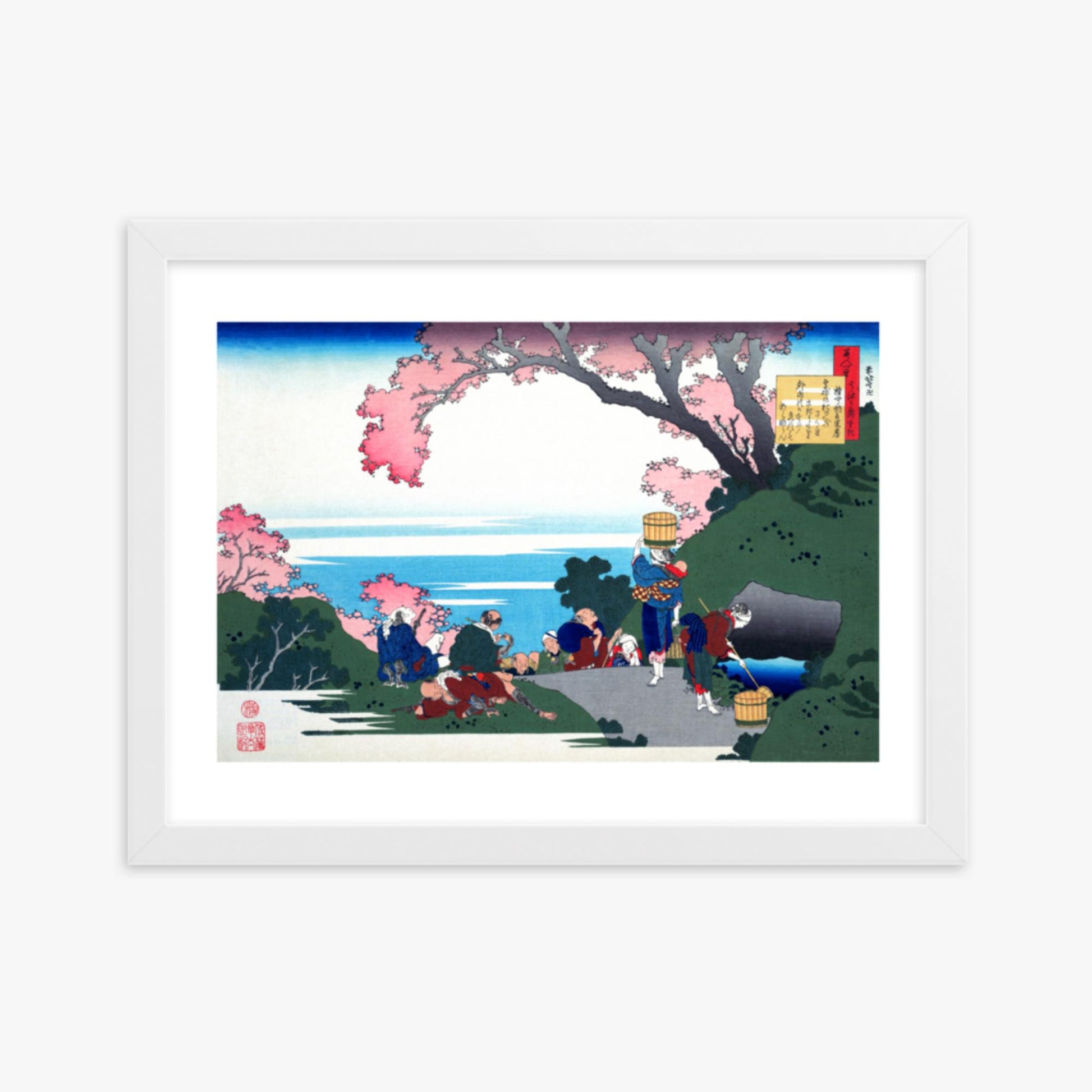 Katsushika Hokusai - Poem by Gon-chûnagon Masafusa 30x40 cm Poster With White Frame