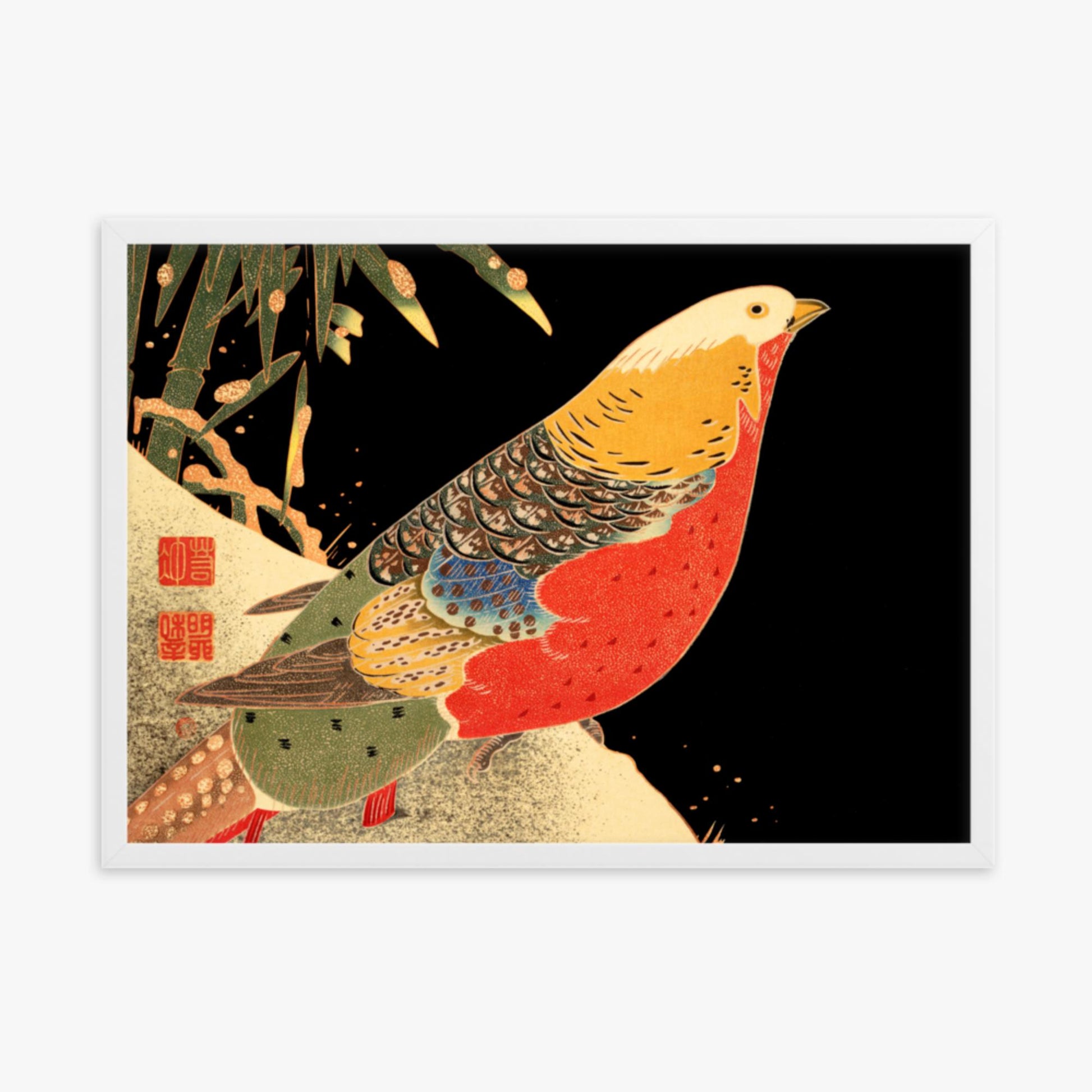 Ito Jakuchu - Golden Pheasant in the Snow 50x70 cm Poster With White Frame