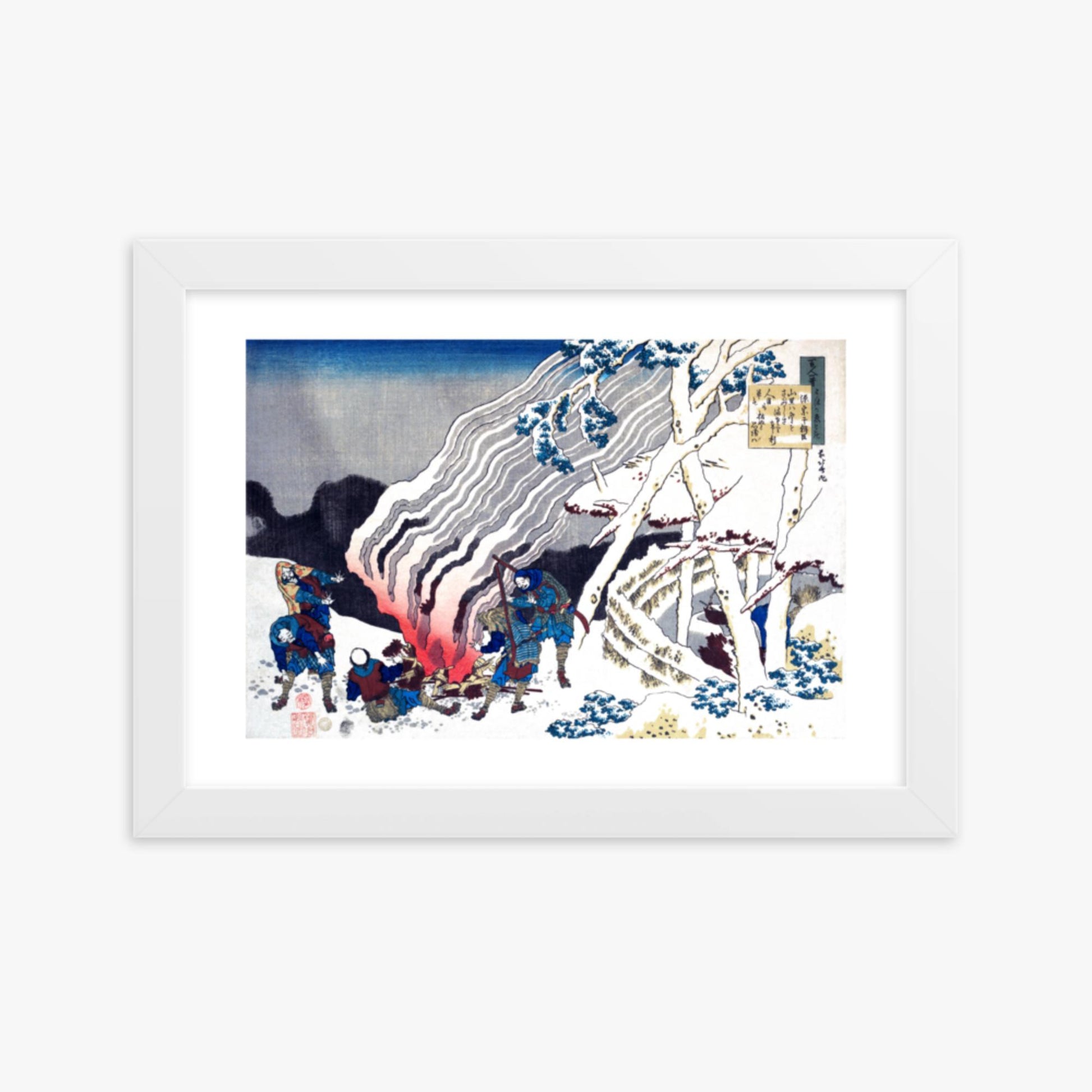 Katsushika Hokusai - Poem by Minamoto no Muneyuki Ason 21x30 cm Poster With White Frame