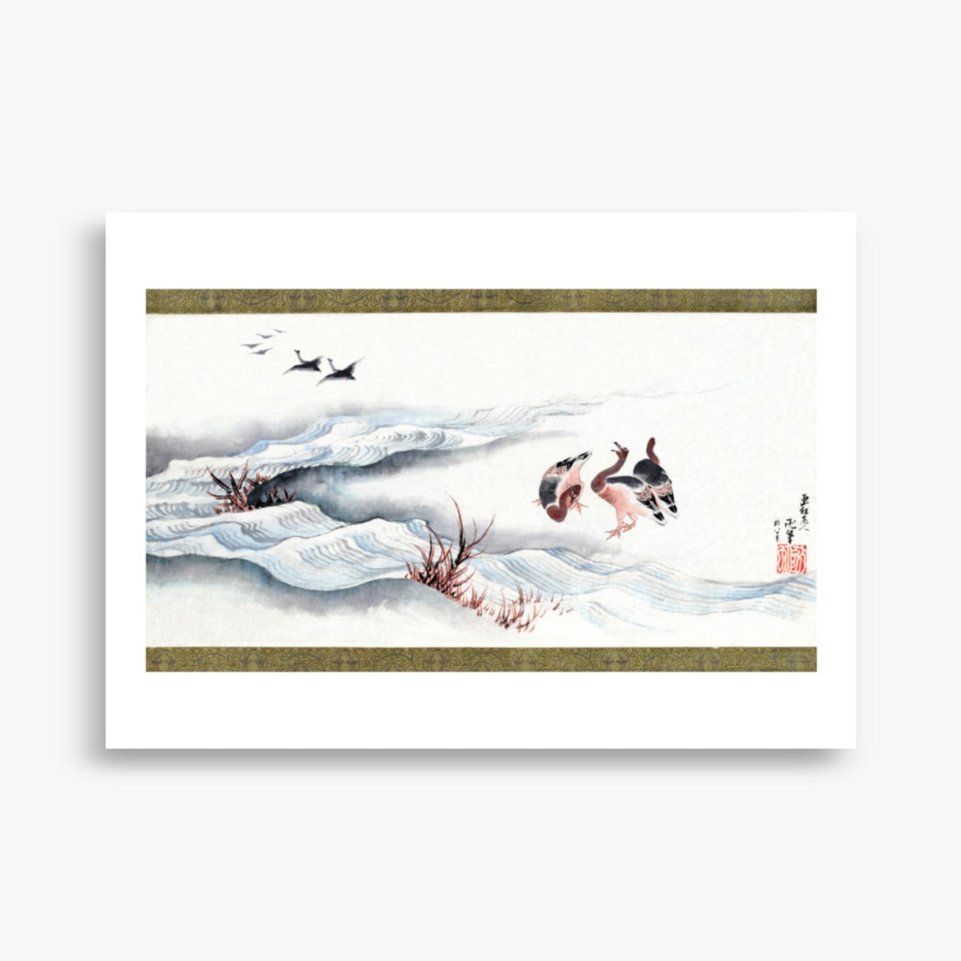 Katsushika Hokusai - Wild Geese and Water 50x70 cm Poster