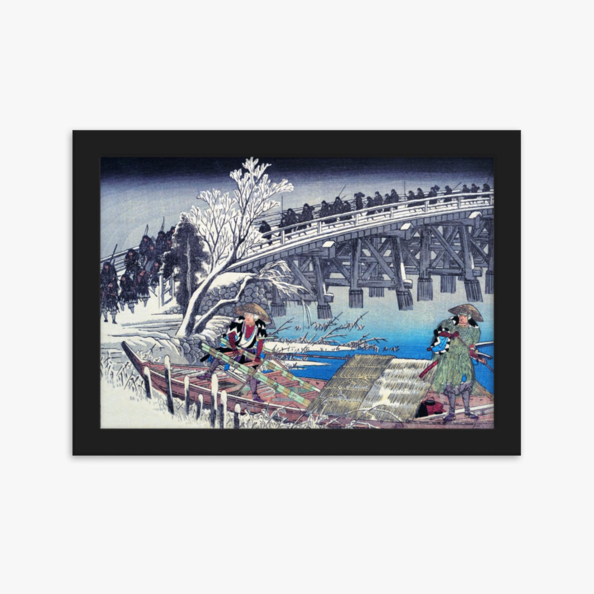 Utagawa Hiroshige - Scene I in Act XI of Chushingura 21x30 cm Poster With Black Frame