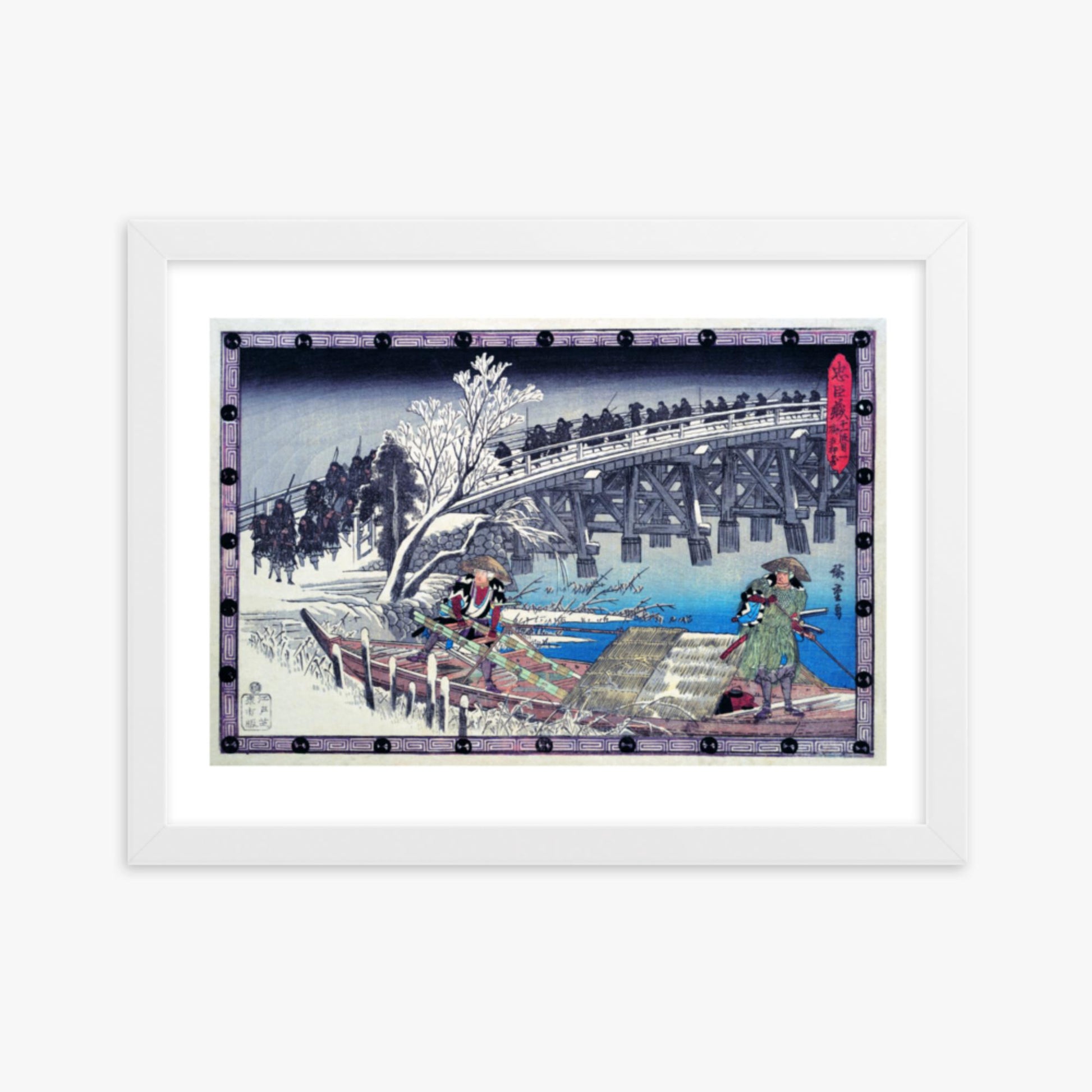 Utagawa Hiroshige - Scene I in Act XI of Chushingura 30x40 cm Poster With White Frame