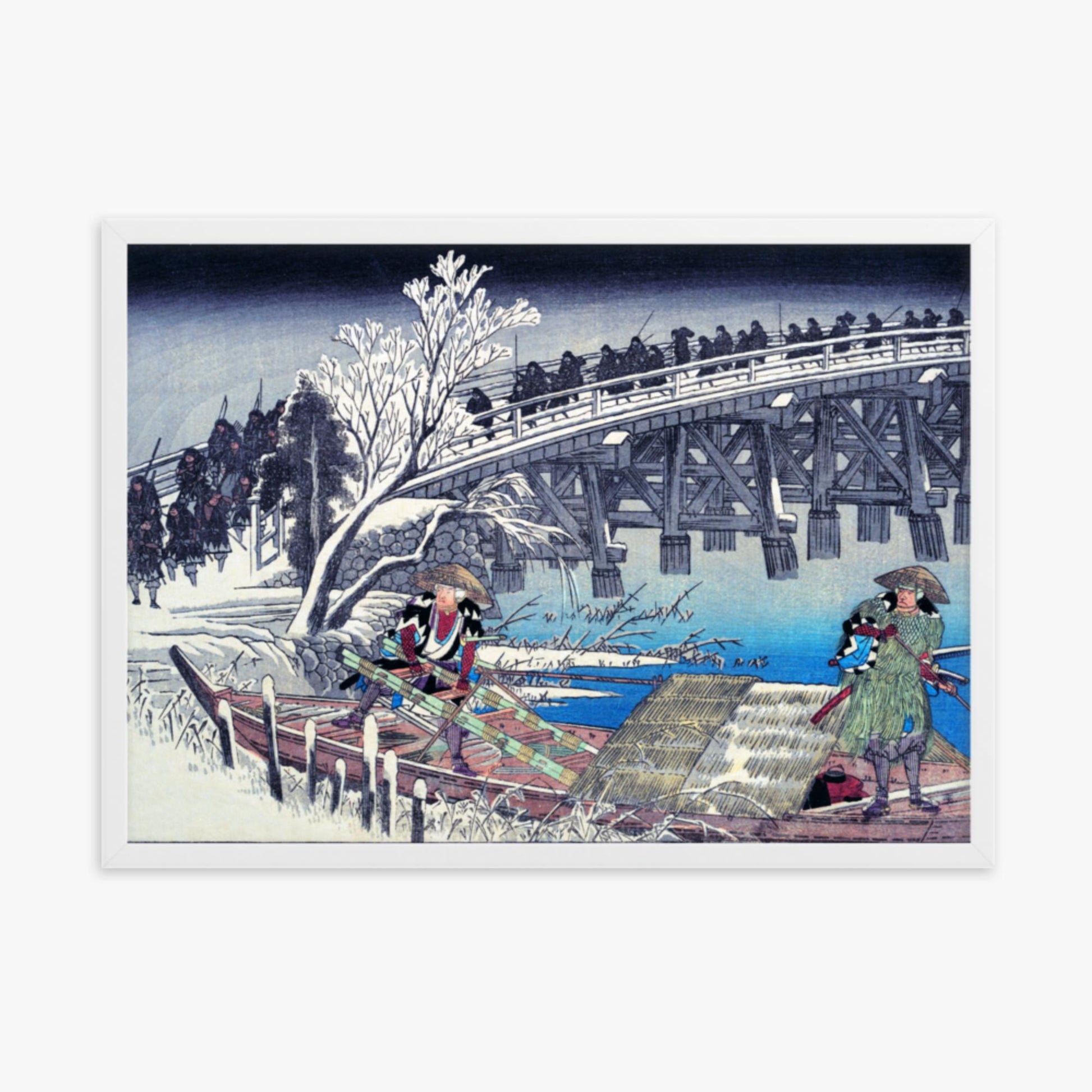 Utagawa Hiroshige - Scene I in Act XI of Chushingura 50x70 cm Poster With White Frame