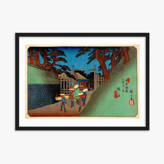 Utagawa Hiroshige - Fukushima Station 50x70 cm Poster With Black Frame