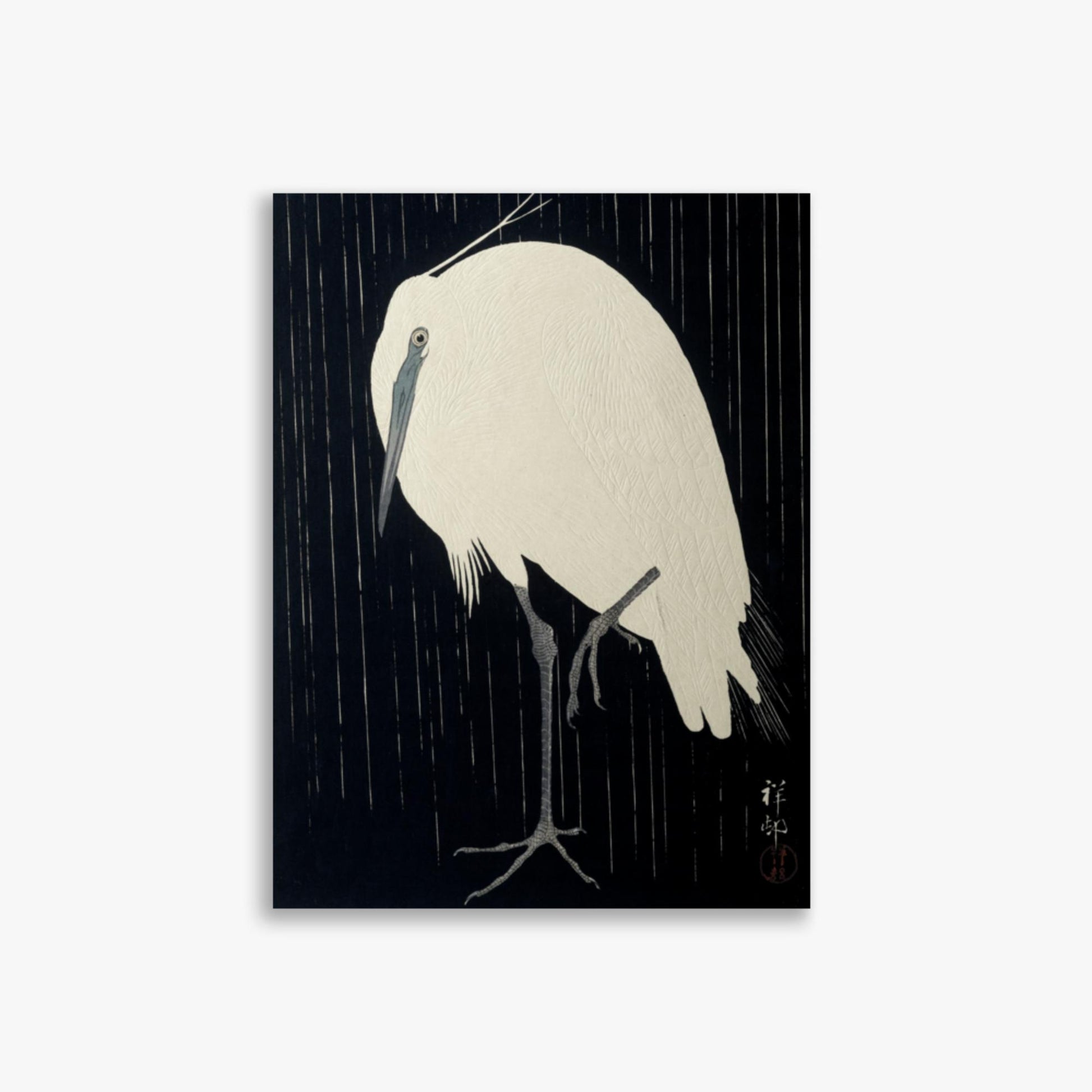 Ohara Koson: Egret in the Rain - 30x40 cm Poster