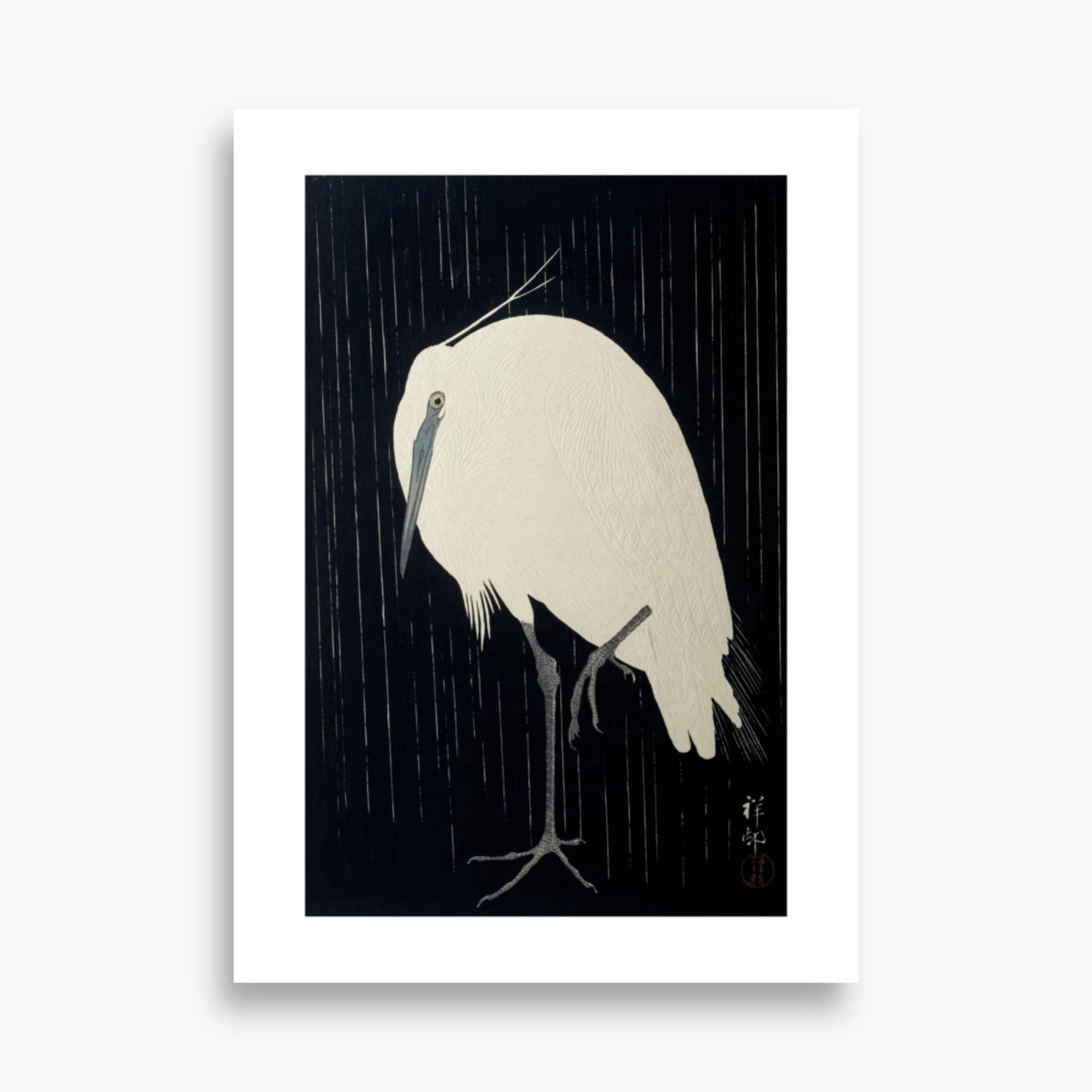 Ohara Koson: Egret in the Rain - 50x70 cm Poster