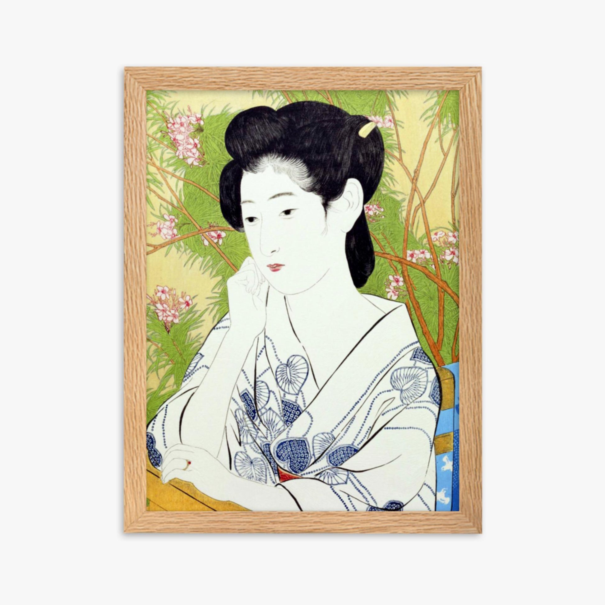 Goyō Hashiguchi: At a hot springs inn - 30x40 cm Poster With Oak Frame