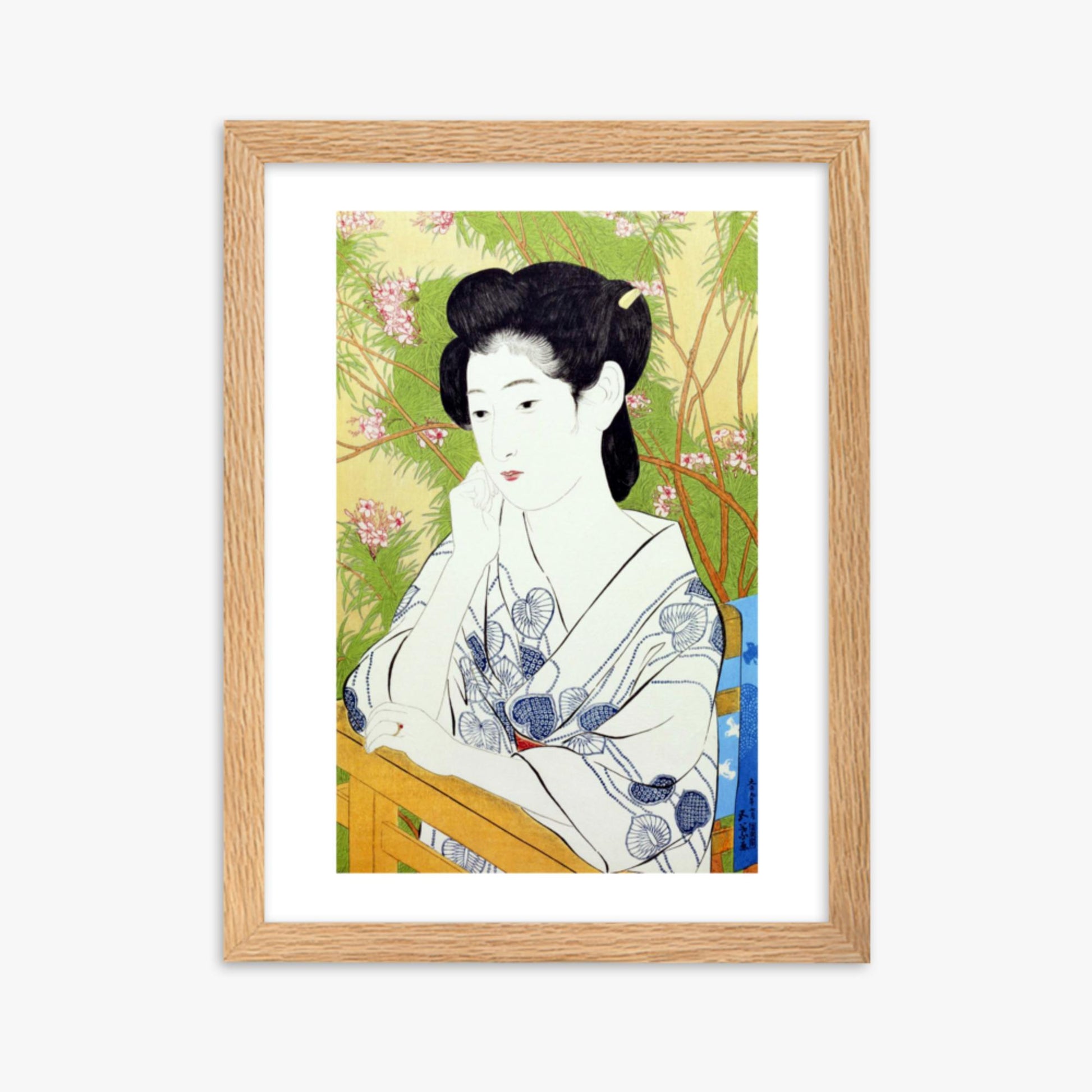 Goyō Hashiguchi: At a hot springs inn - 30x40 cm Poster With Oak Frame