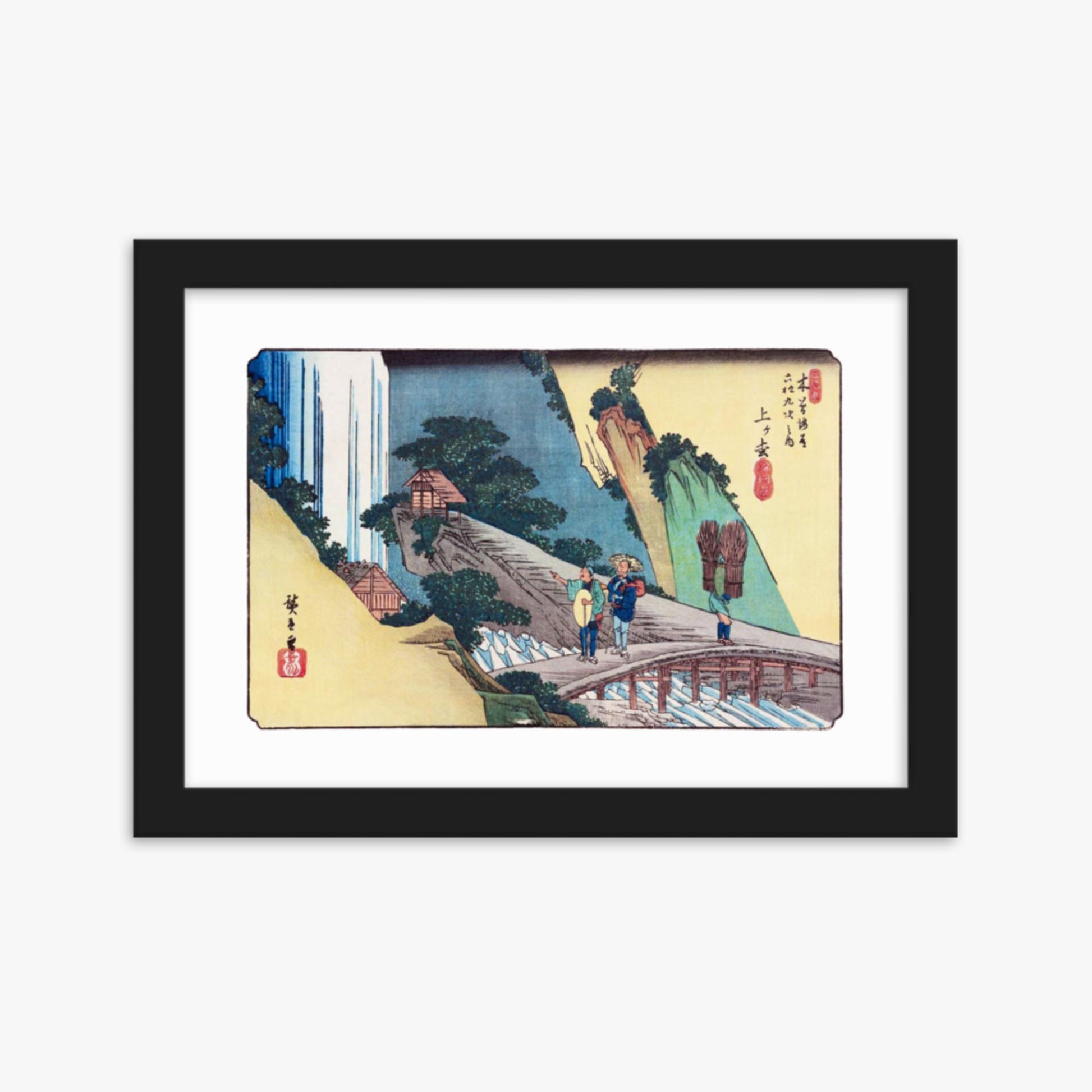 Keisai Yeisen, Utagawa Hiroshige: Agematsu-juku, Sixty-nine Stations of the Kiso Road - 21x30 cm Poster With Black Frame