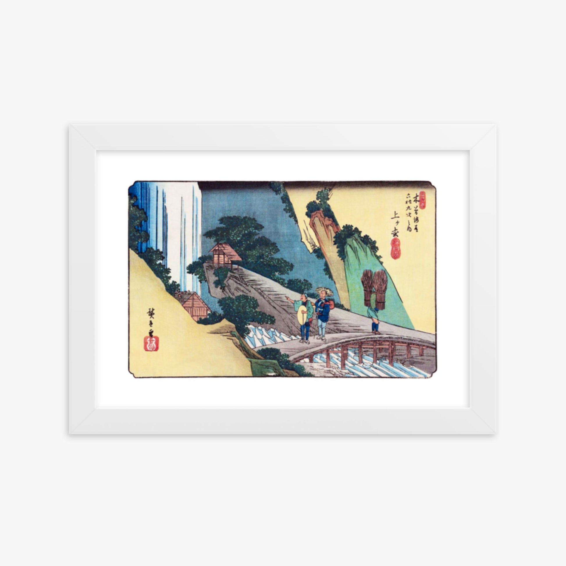 Keisai Yeisen, Utagawa Hiroshige: Agematsu-juku, Sixty-nine Stations of the Kiso Road - 21x30 cm Poster With White Frame