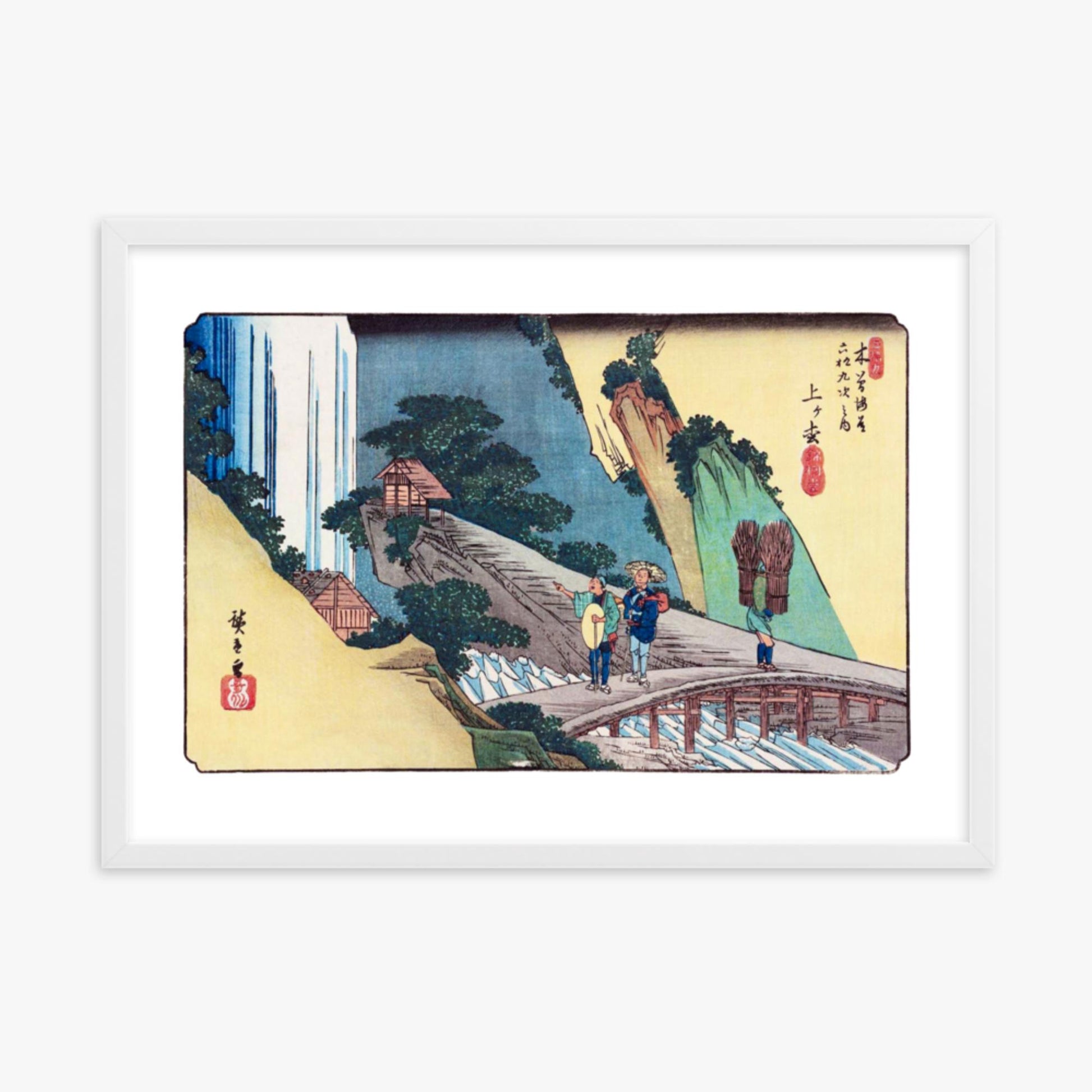 Keisai Yeisen, Utagawa Hiroshige: Agematsu-juku, Sixty-nine Stations of the Kiso Road - 50x70 cm Poster With White Frame