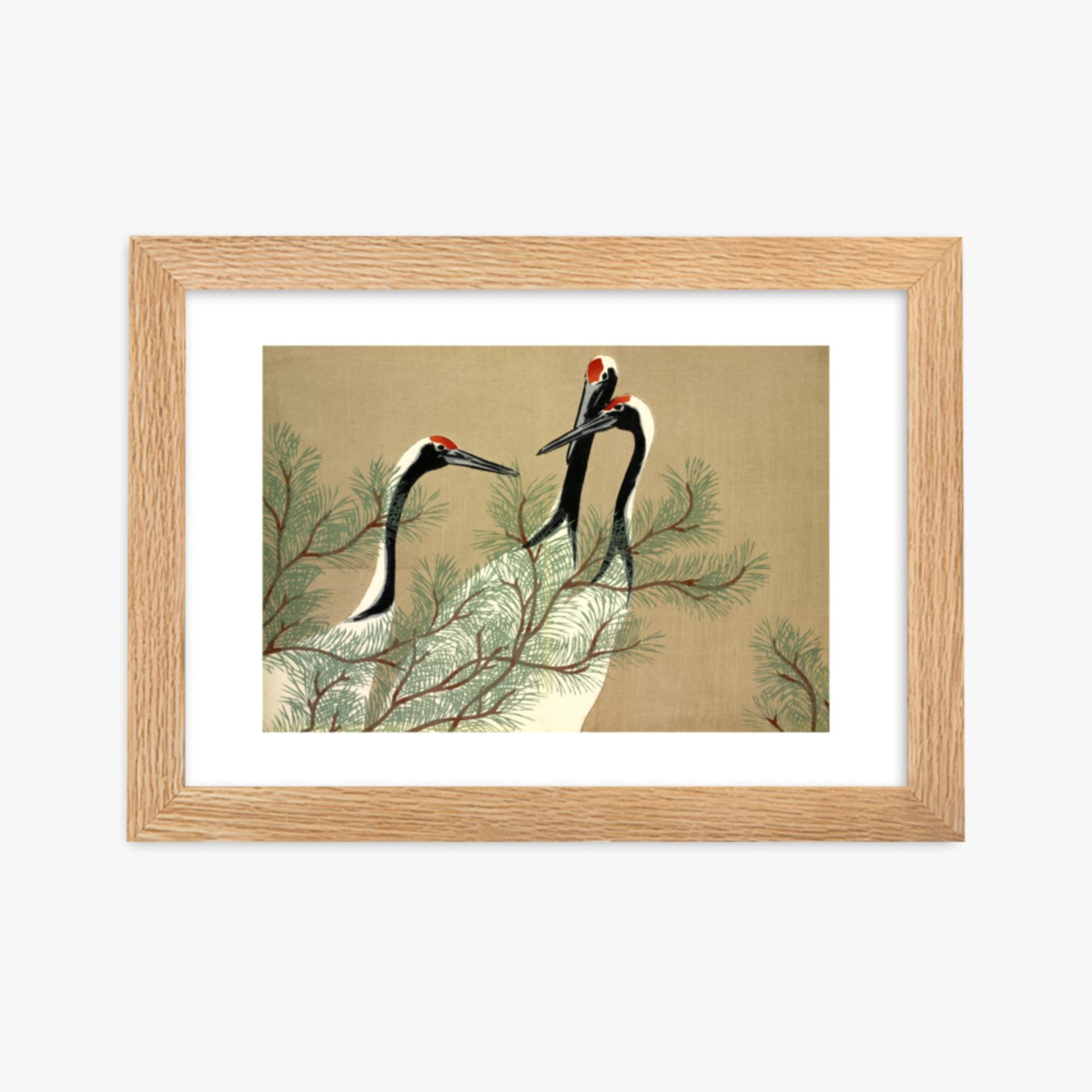 Kamisaka Sekka: Tsuru, from Momoyo-gusa - 21x30 cm Poster With Oak Frame