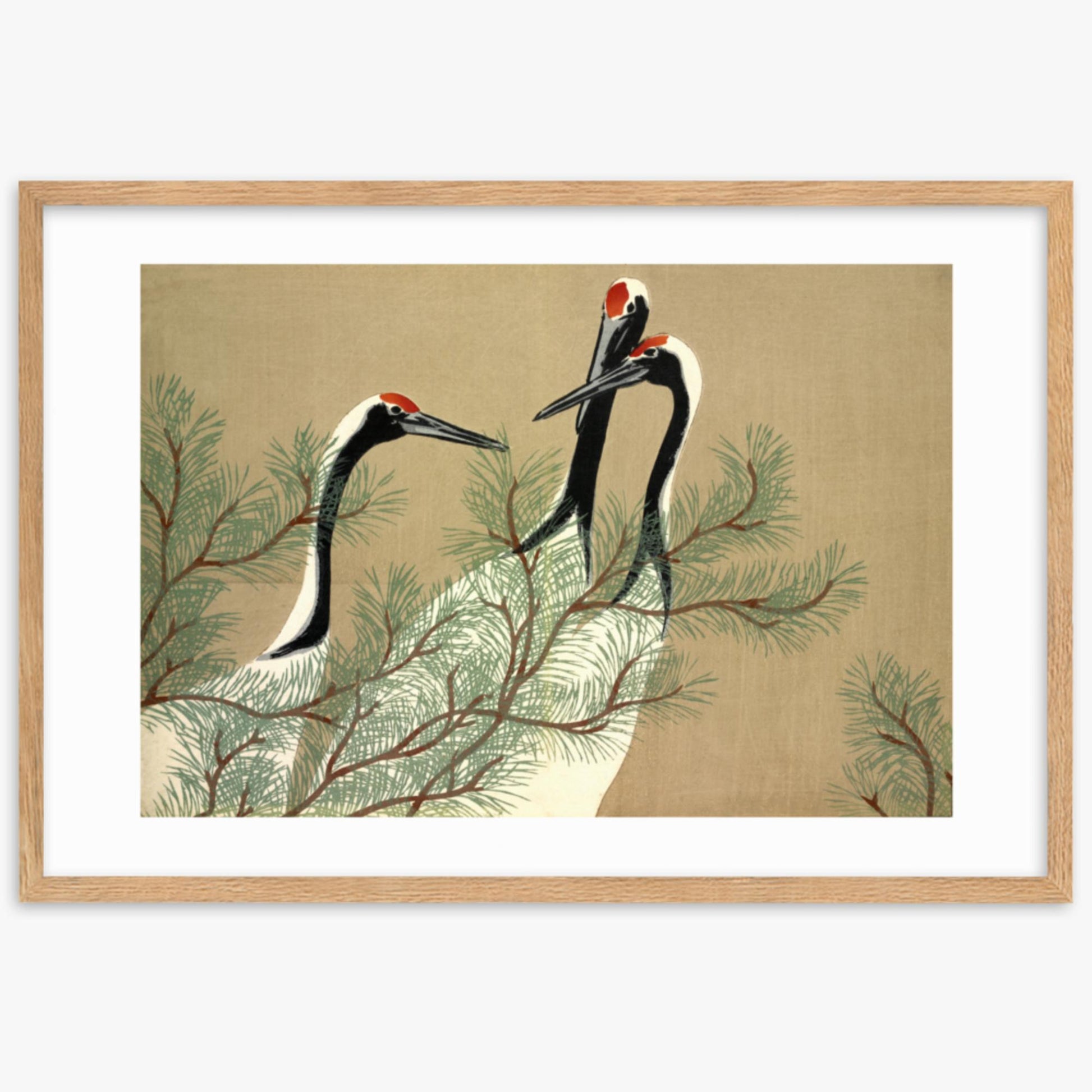 Kamisaka Sekka: Tsuru, from Momoyo-gusa - 61x91 cm Poster With Oak Frame