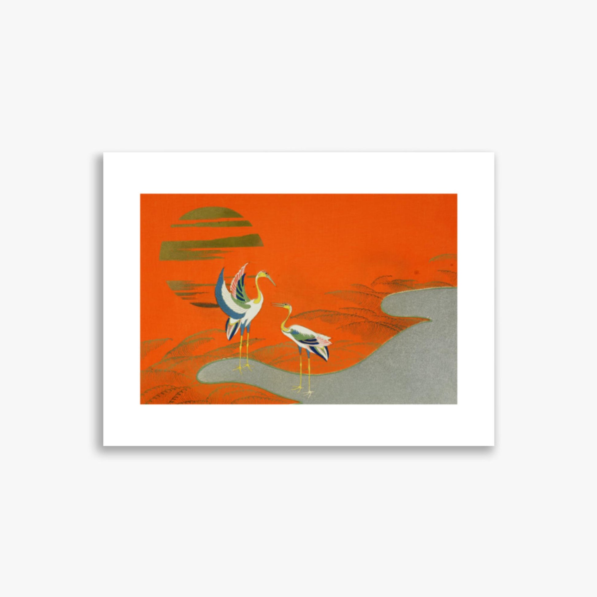 Kamisaka Sekka: Birds at sunset on the lake - 30x40 cm Poster