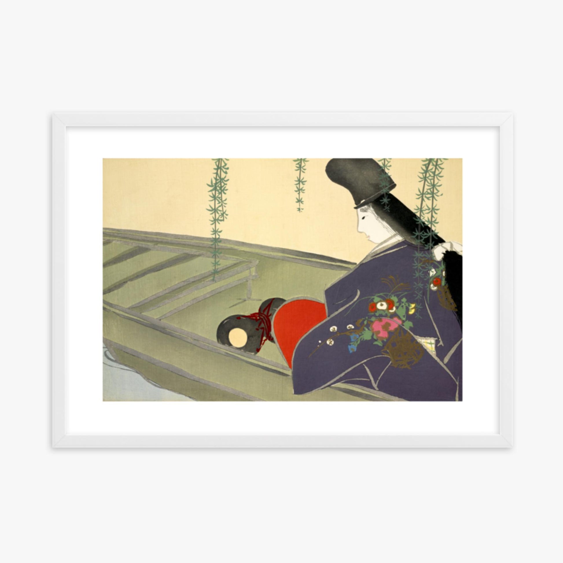 Kamisaka Sekka: Asazuma-bune, from Momoyo-gusa - 50x70 cm Poster With White Frame