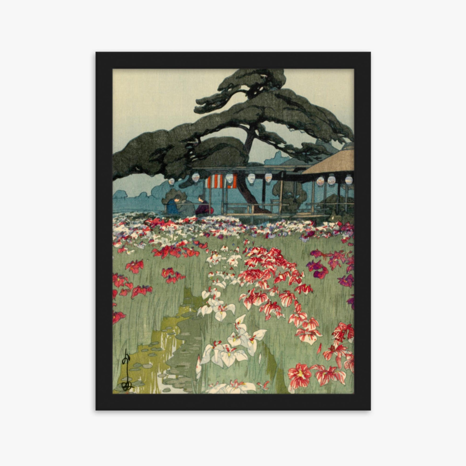 Hiroshi Yoshida: Iris Garden in Horikiri, from the series, Twelve Scenes of Tokyo - 30x40 cm Poster With Black Frame