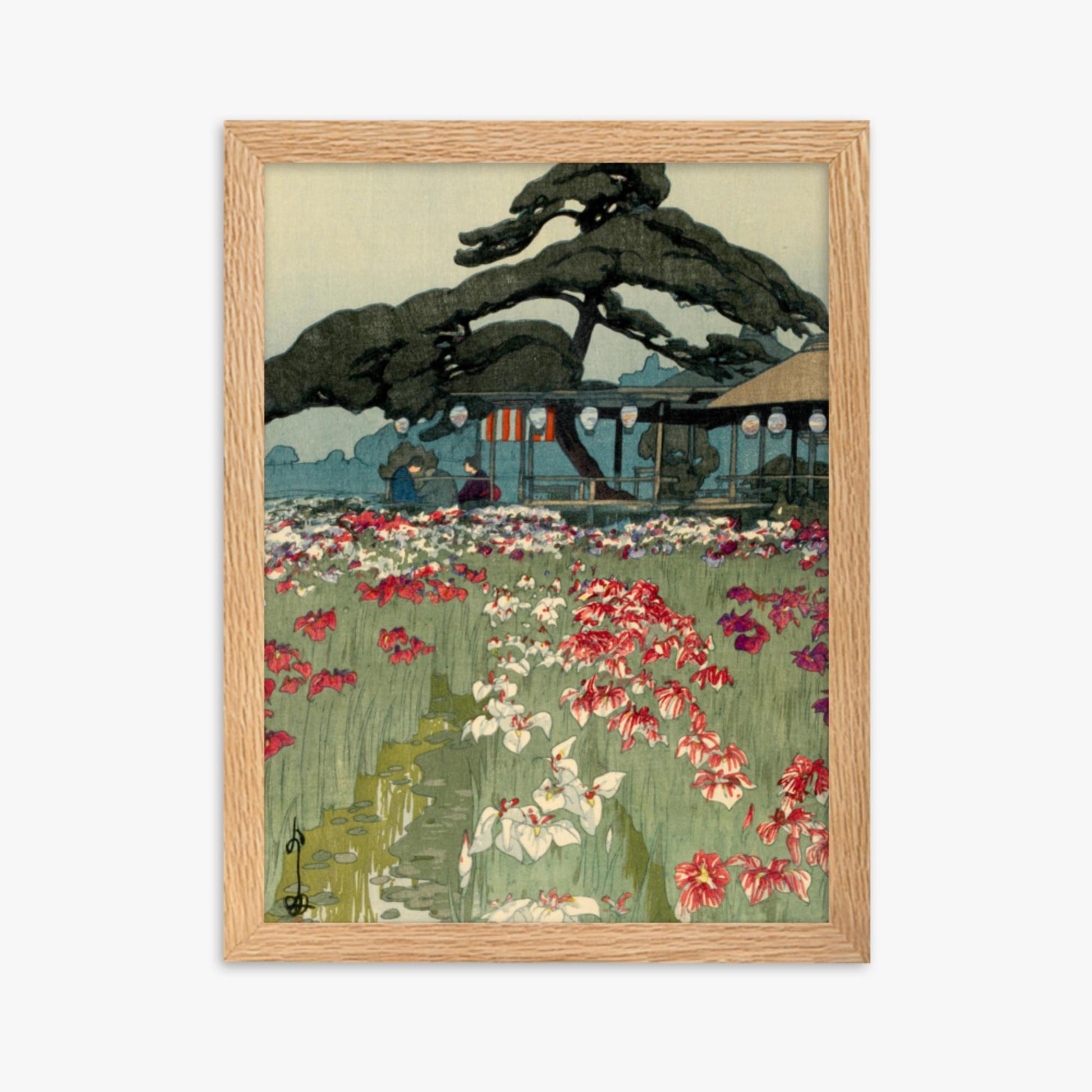 Hiroshi Yoshida: Iris Garden in Horikiri, from the series, Twelve Scenes of Tokyo - 30x40 cm Poster With Oak Frame