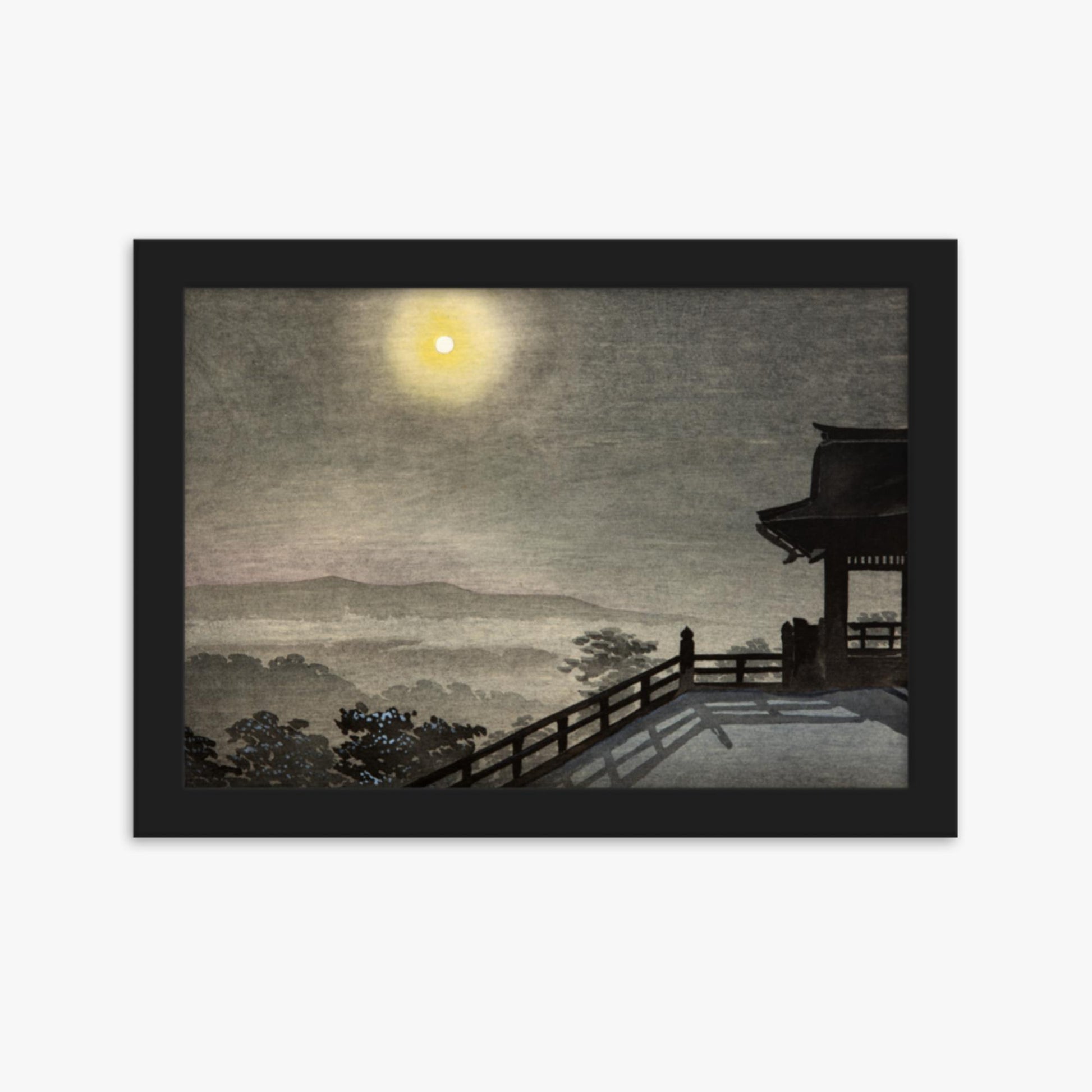 Kobayashi Kiyochika: Cool Moon Evening at Kiyomizudo in the Eastern Capital - 21x30 cm Poster With Black Frame