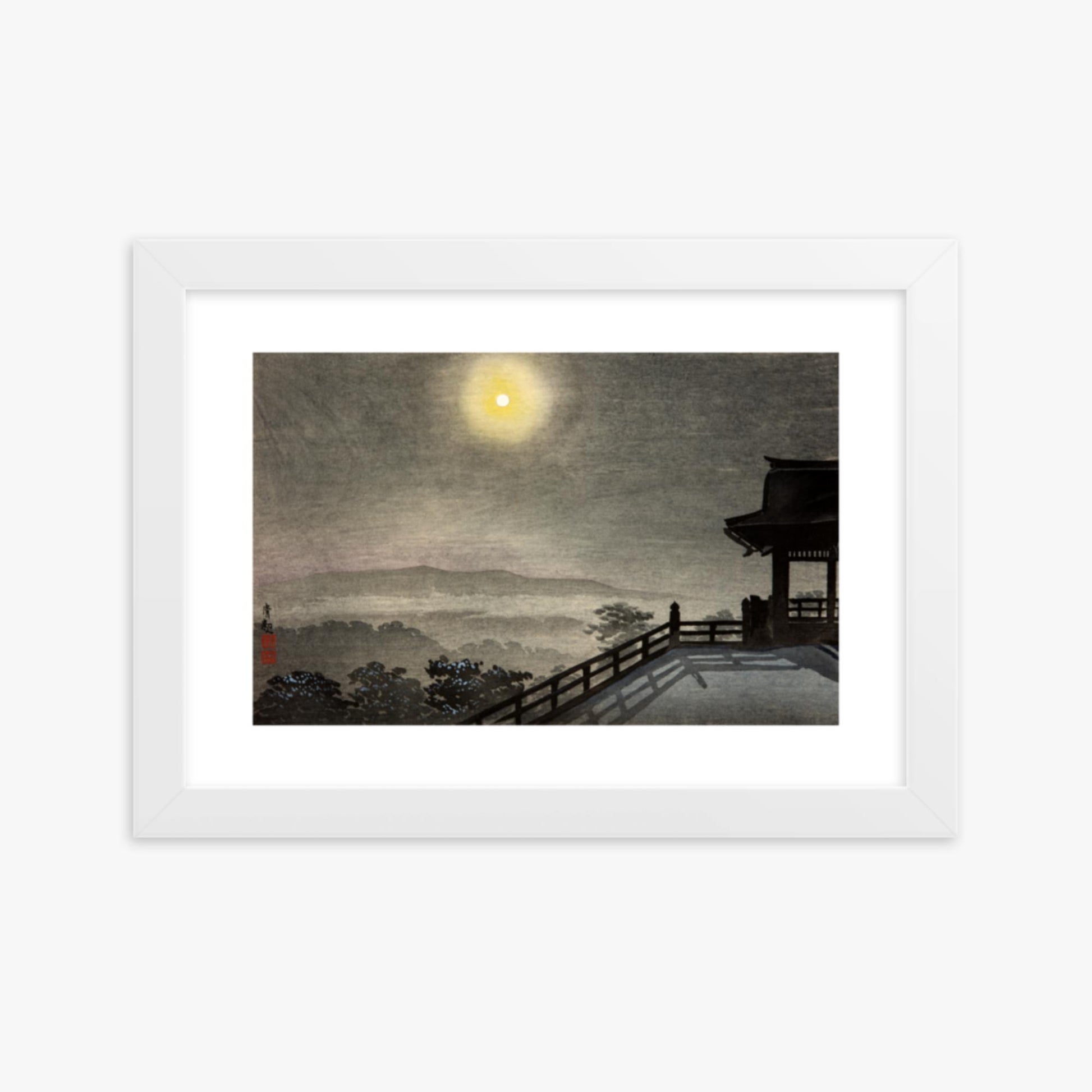 Kobayashi Kiyochika: Cool Moon Evening at Kiyomizudo in the Eastern Capital - 21x30 cm Poster With White Frame