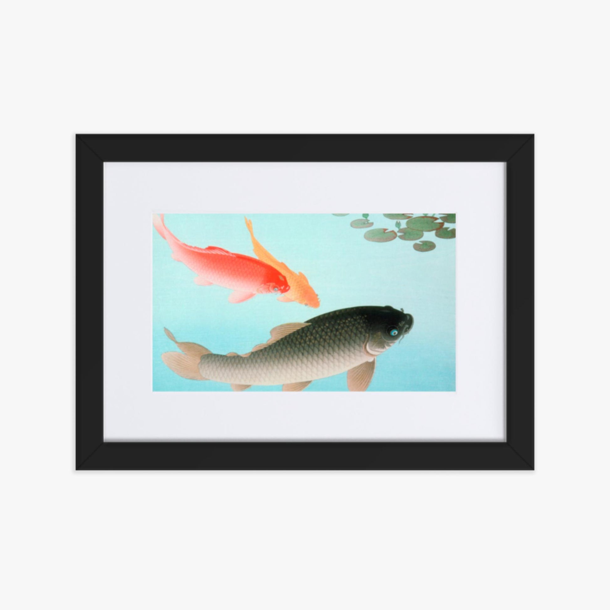 Ohara Koson - Common and Golden Carp 21x30 cm Poster With Black Frame