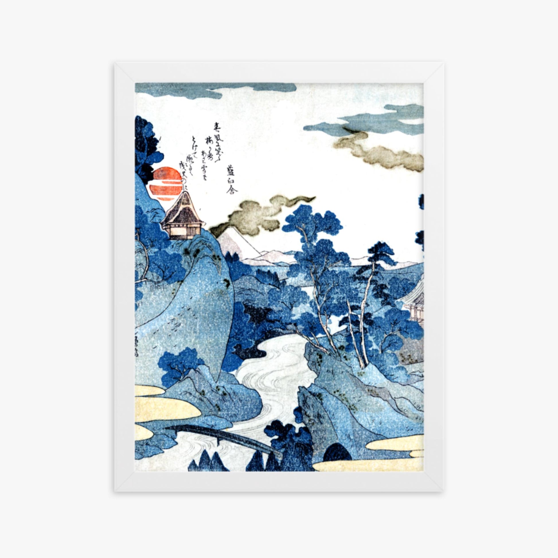 Utagawa Kuniyoshi - An evening view of Fuji 30x40 cm Poster With White Frame