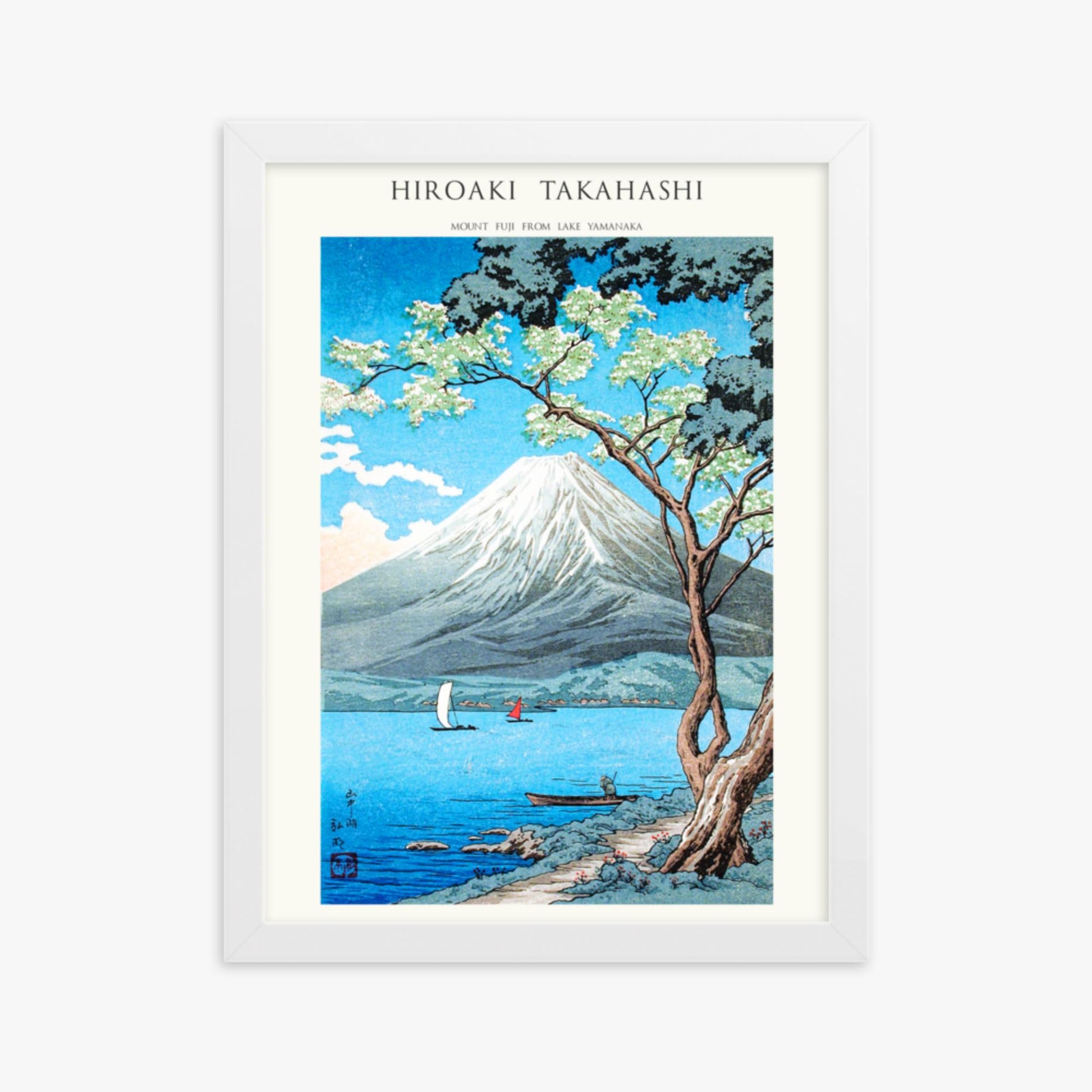 Hiroaki Takahashi - Mount Fuji from Lake Yamanaka - Decoration 30x40 cm Poster With White Frame