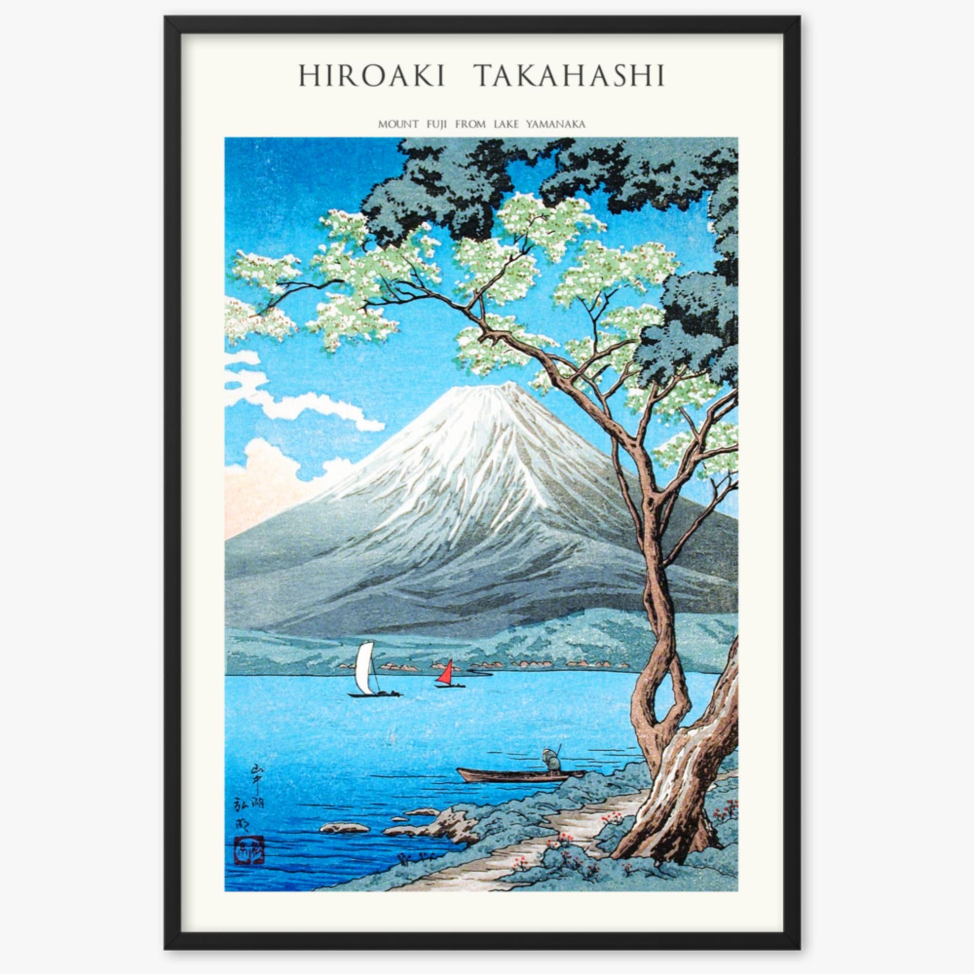 Hiroaki Takahashi - Mount Fuji from Lake Yamanaka - Decoration 61x91 cm Poster With Black Frame